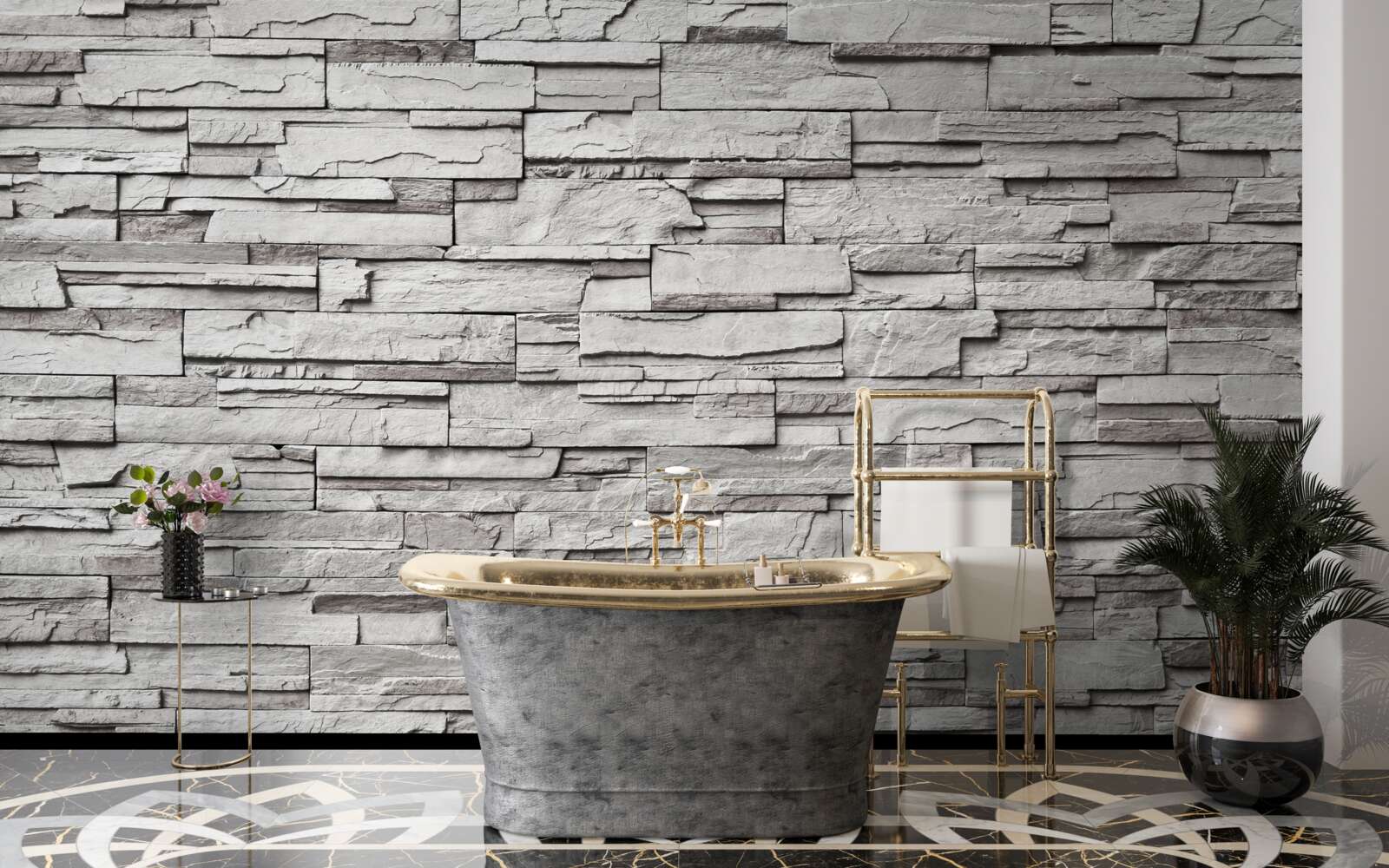 Fototapeta biela kamenná stena