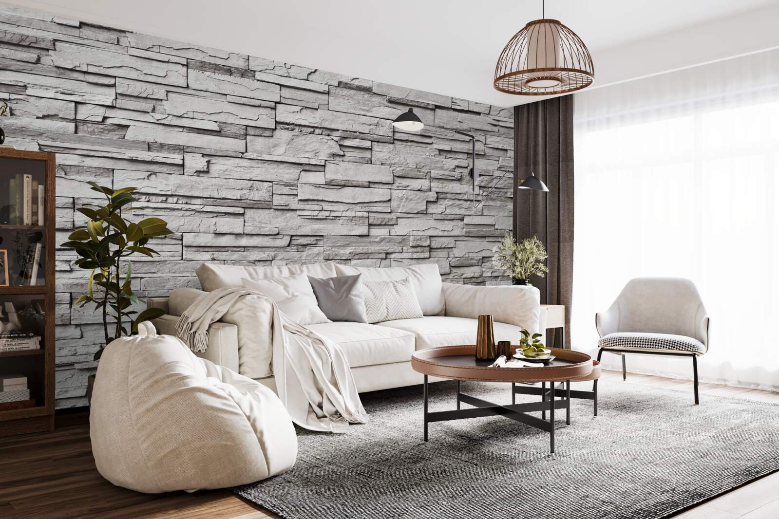 Fototapeta biela kamenná stena