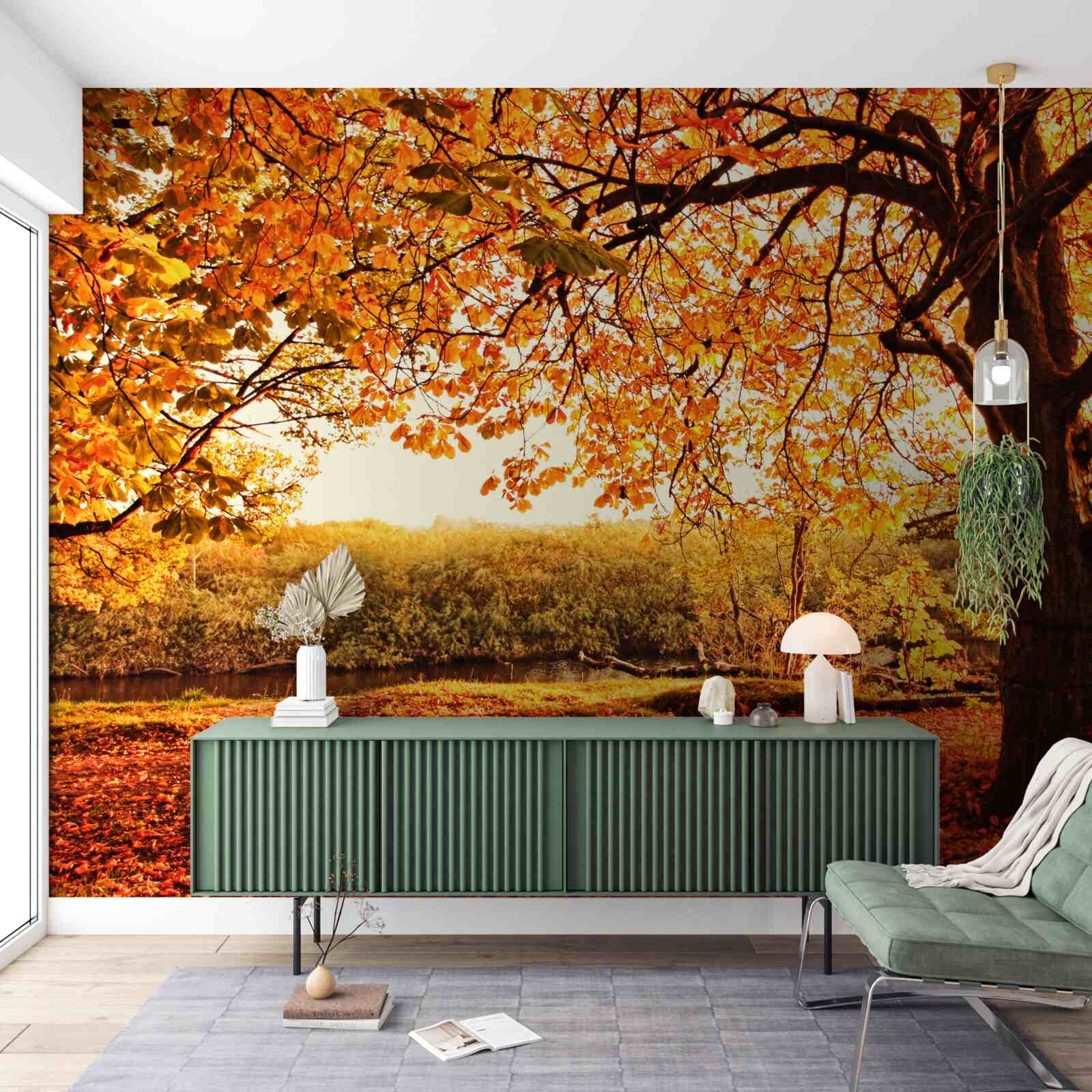 Fototapeta oslnivé čaro lesa v slnečnej jeseni