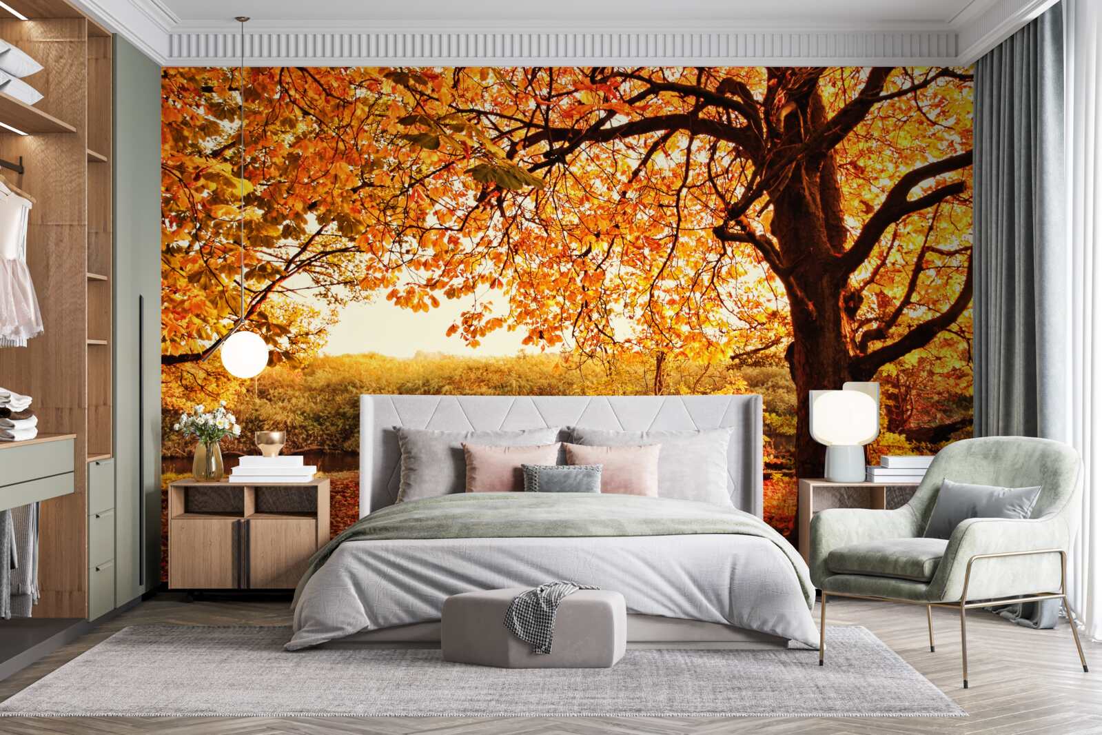 Fototapeta oslnivé čaro lesa v slnečnej jeseni