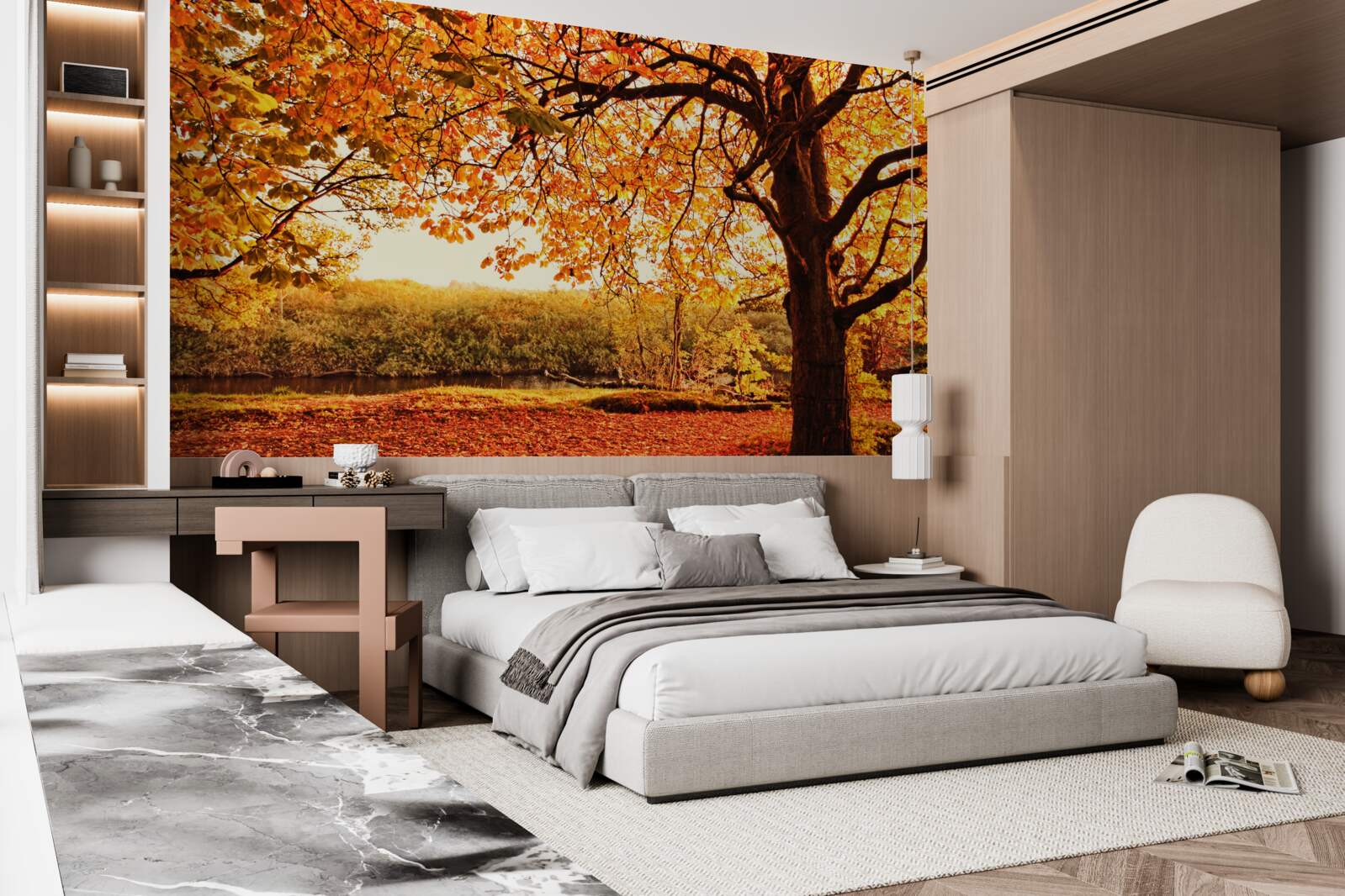 Fototapeta oslnivé čaro lesa v slnečnej jeseni