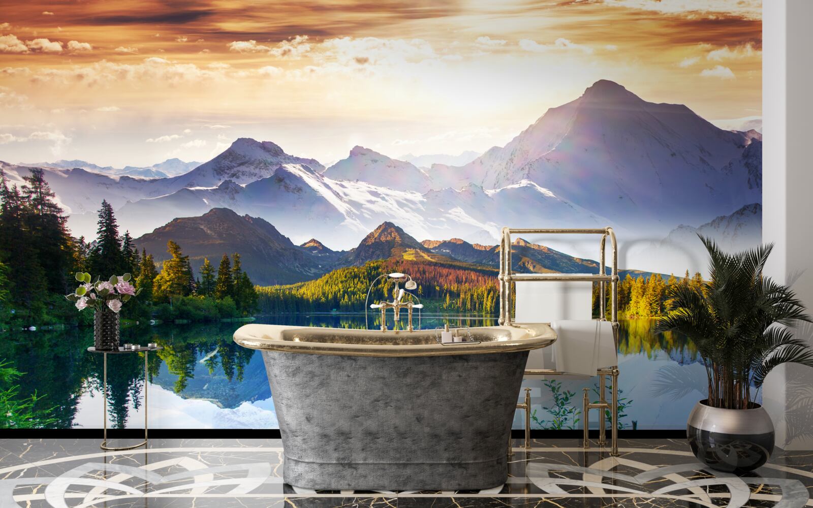 Fototapeta vody horského jazera sú krištáľovo čisté