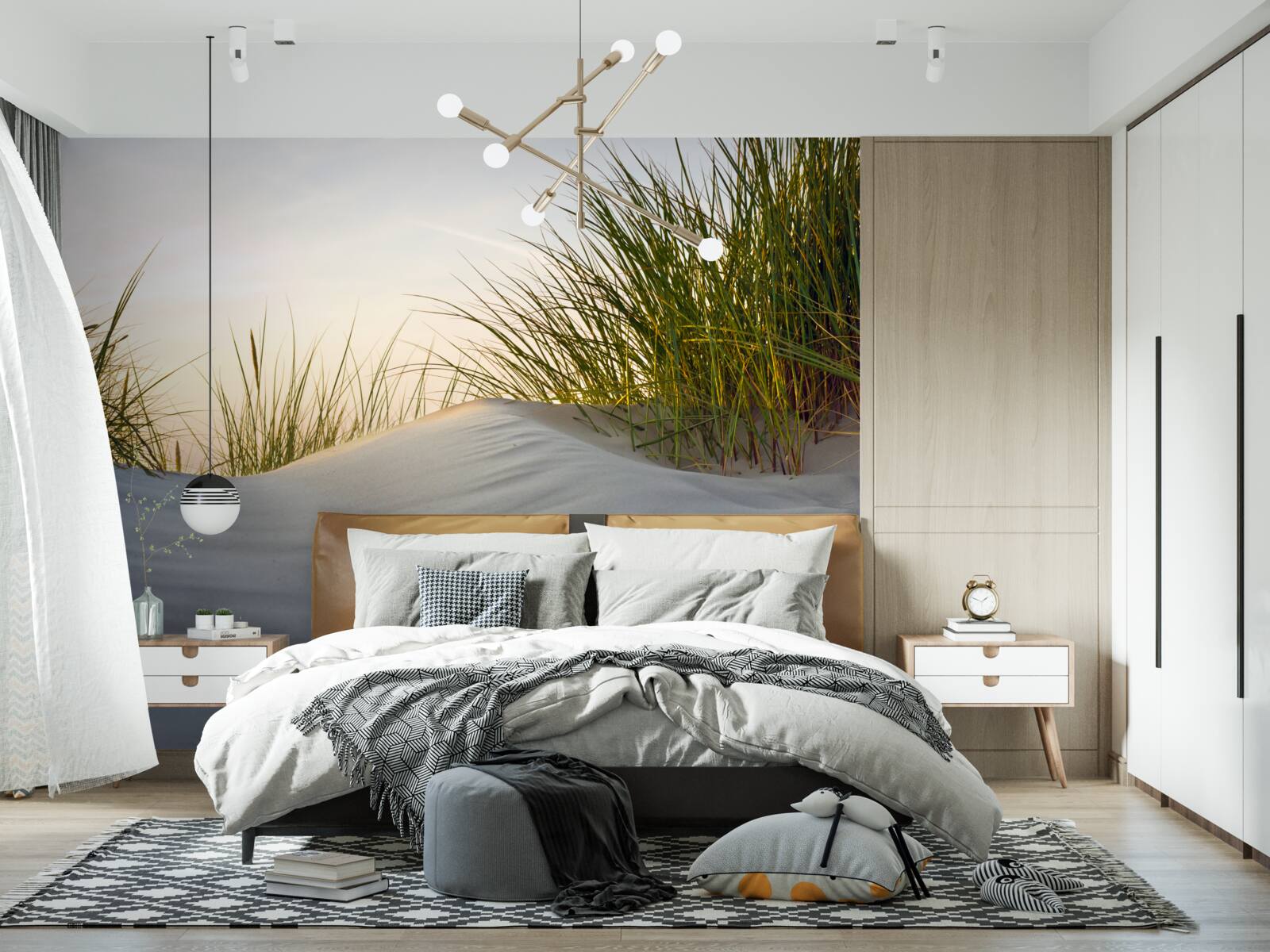 Fototapeta plážový piesok obklopený zeleňou pri východe slnka