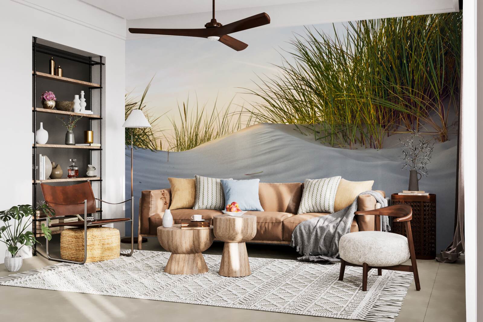 Fototapeta plážový piesok obklopený zeleňou pri východe slnka