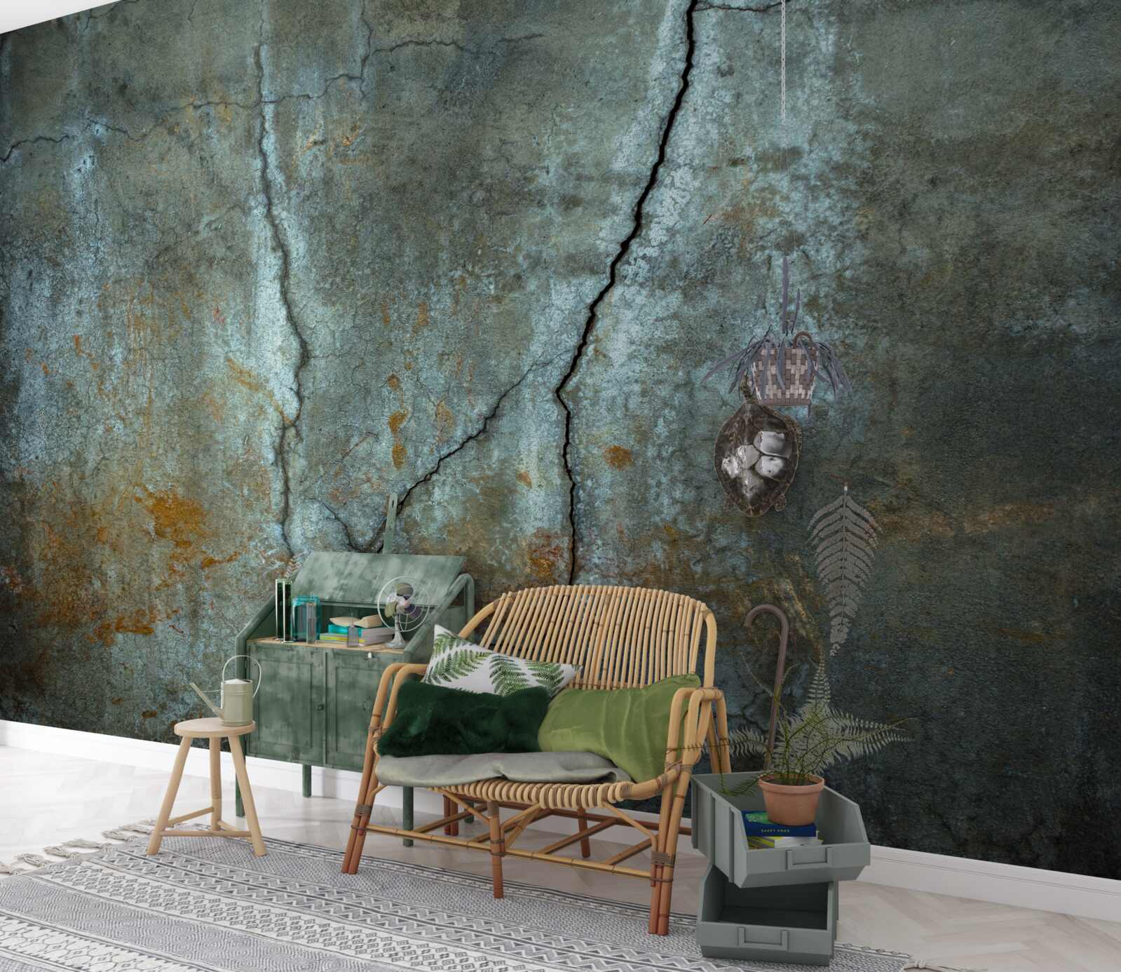 Fototapeta nad zalesnenou oblasťou šľahali blesky