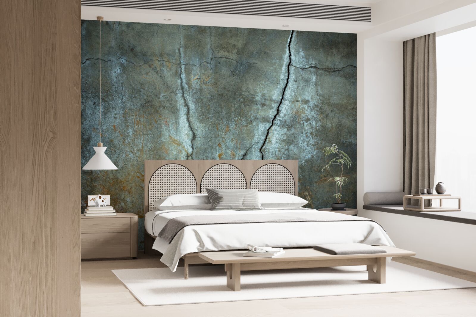 Fototapeta nad zalesnenou oblasťou šľahali blesky