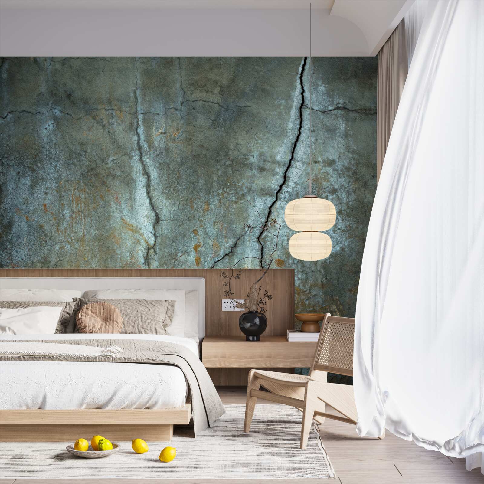 Fototapeta nad zalesnenou oblasťou šľahali blesky