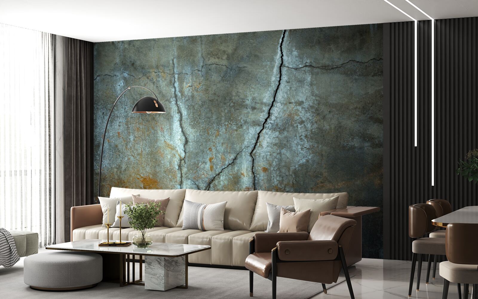 Fototapeta nad zalesnenou oblasťou šľahali blesky