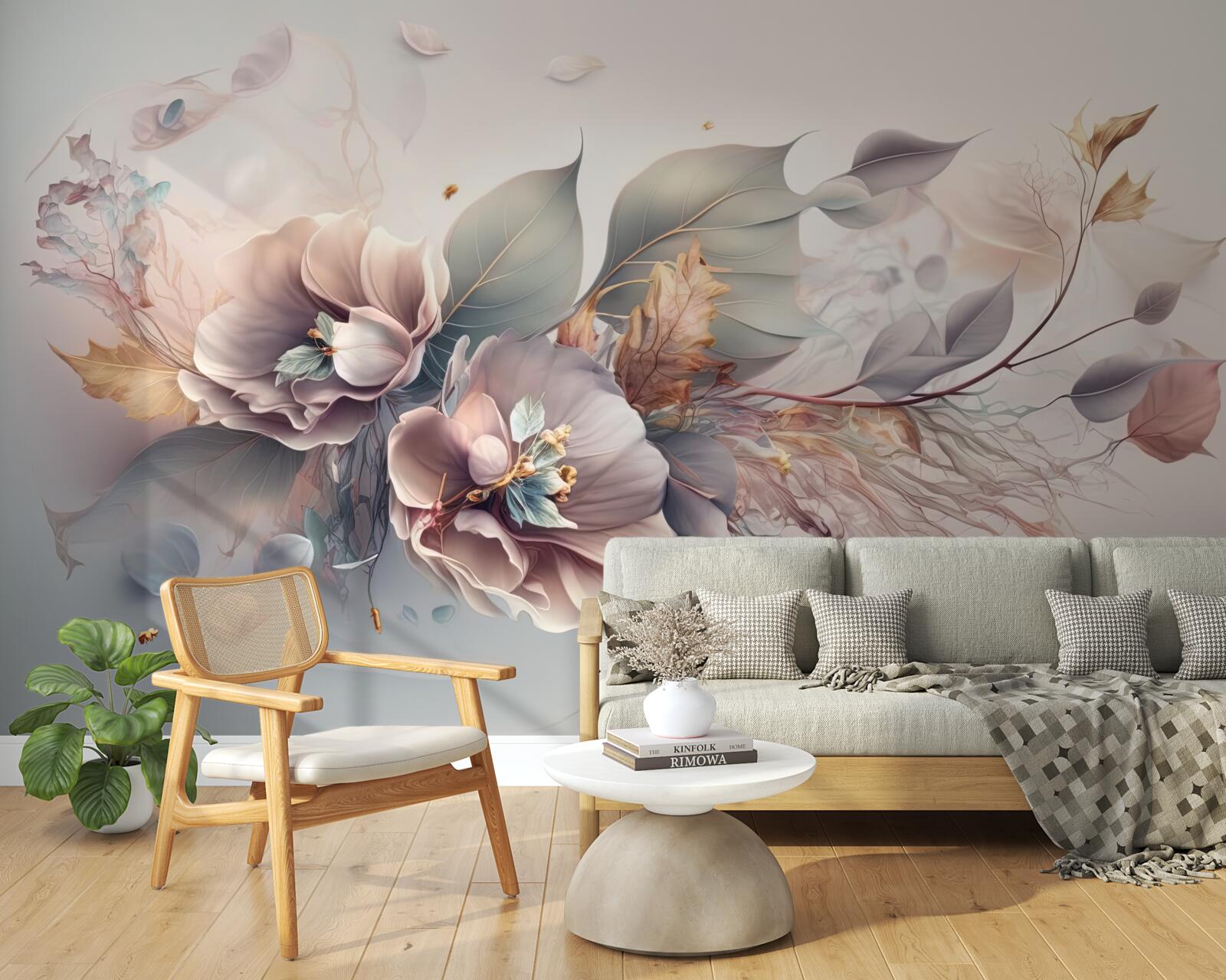 Fototapeta farebná kvetinová vetva na svetlom pozadí