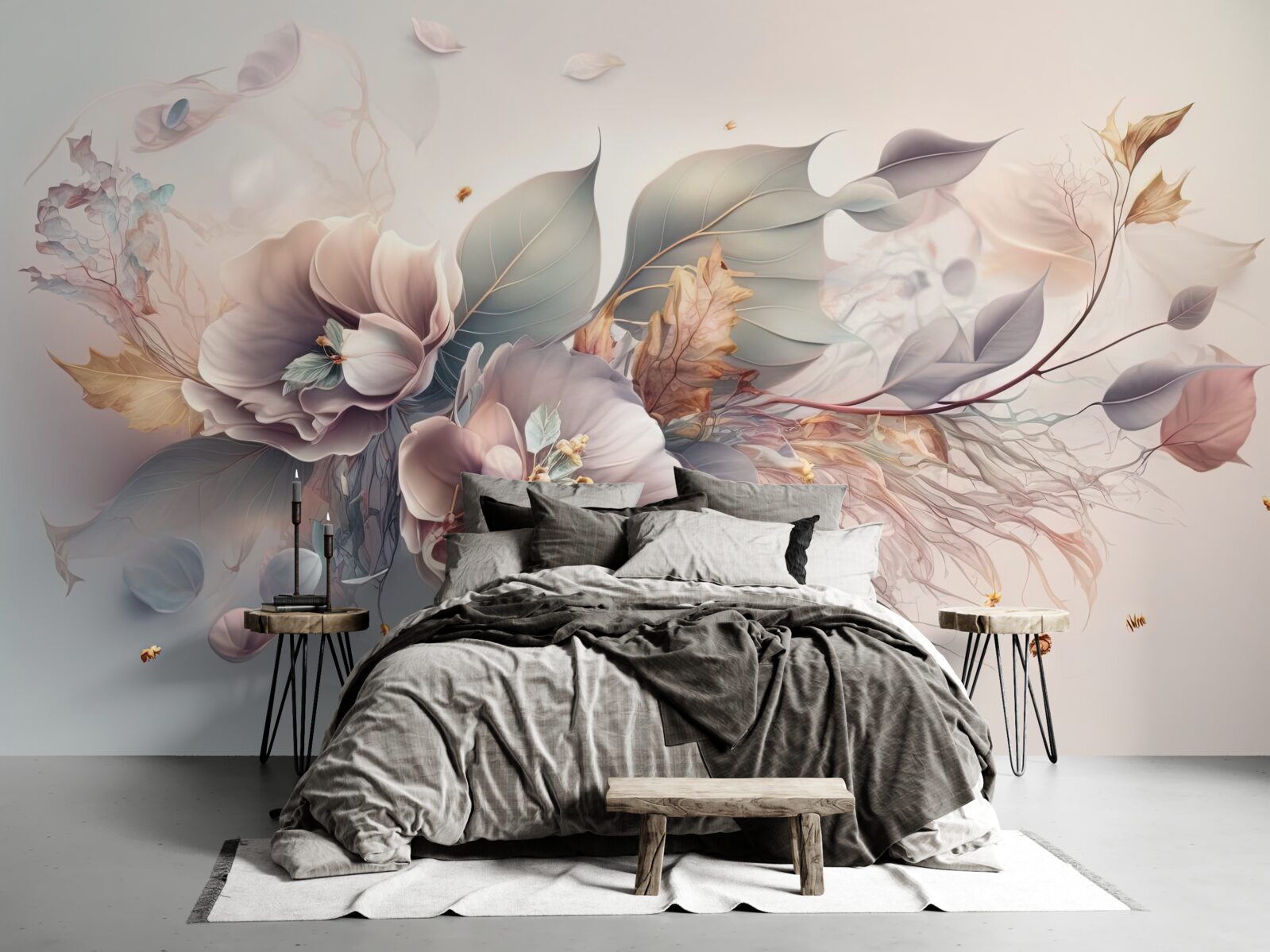 Fototapeta farebná kvetinová vetva na svetlom pozadí