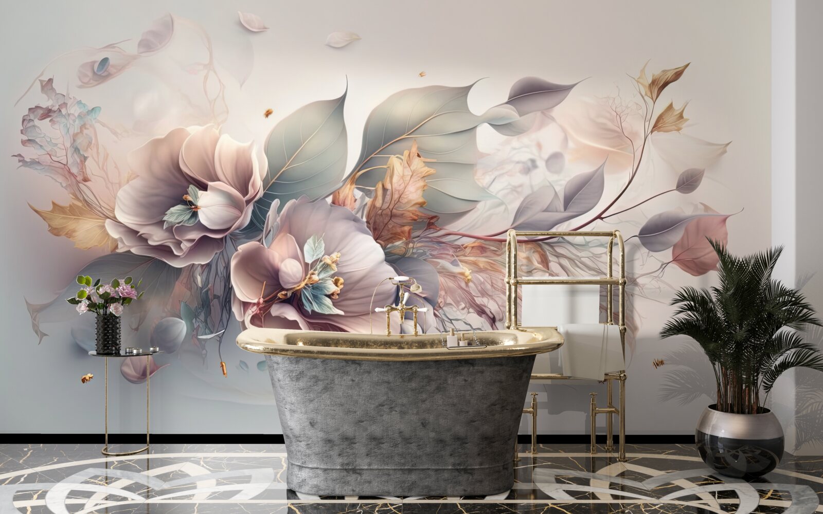 Fototapeta farebná kvetinová vetva na svetlom pozadí