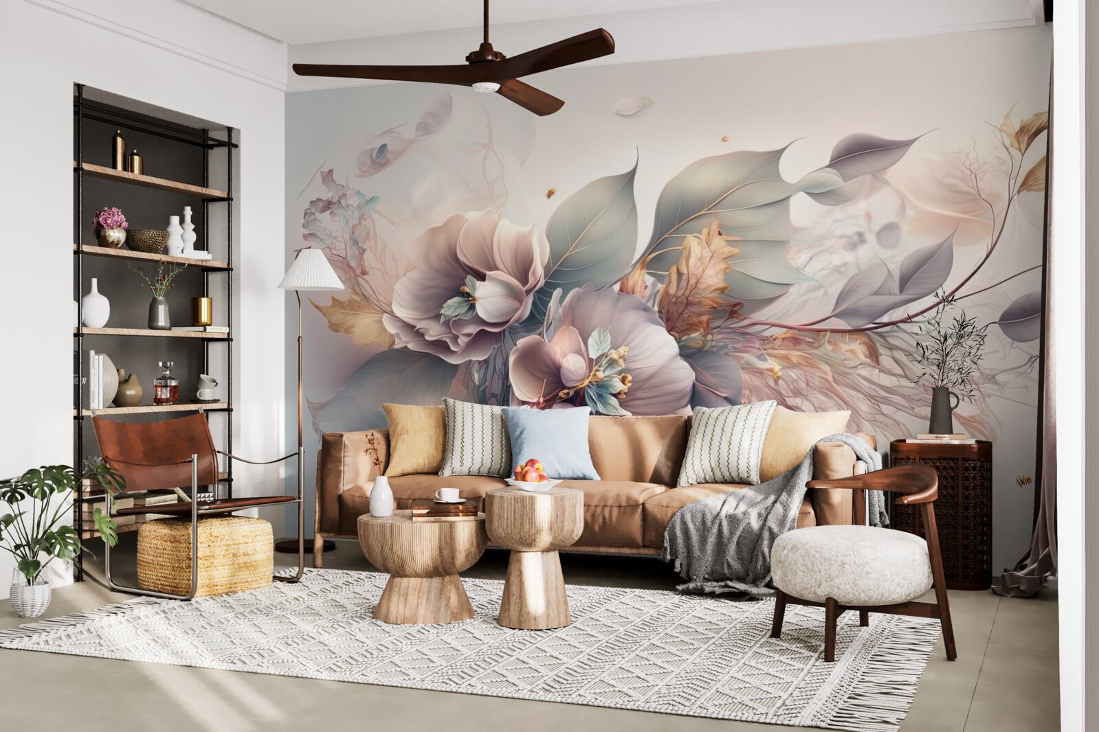 Fototapeta farebná kvetinová vetva na svetlom pozadí