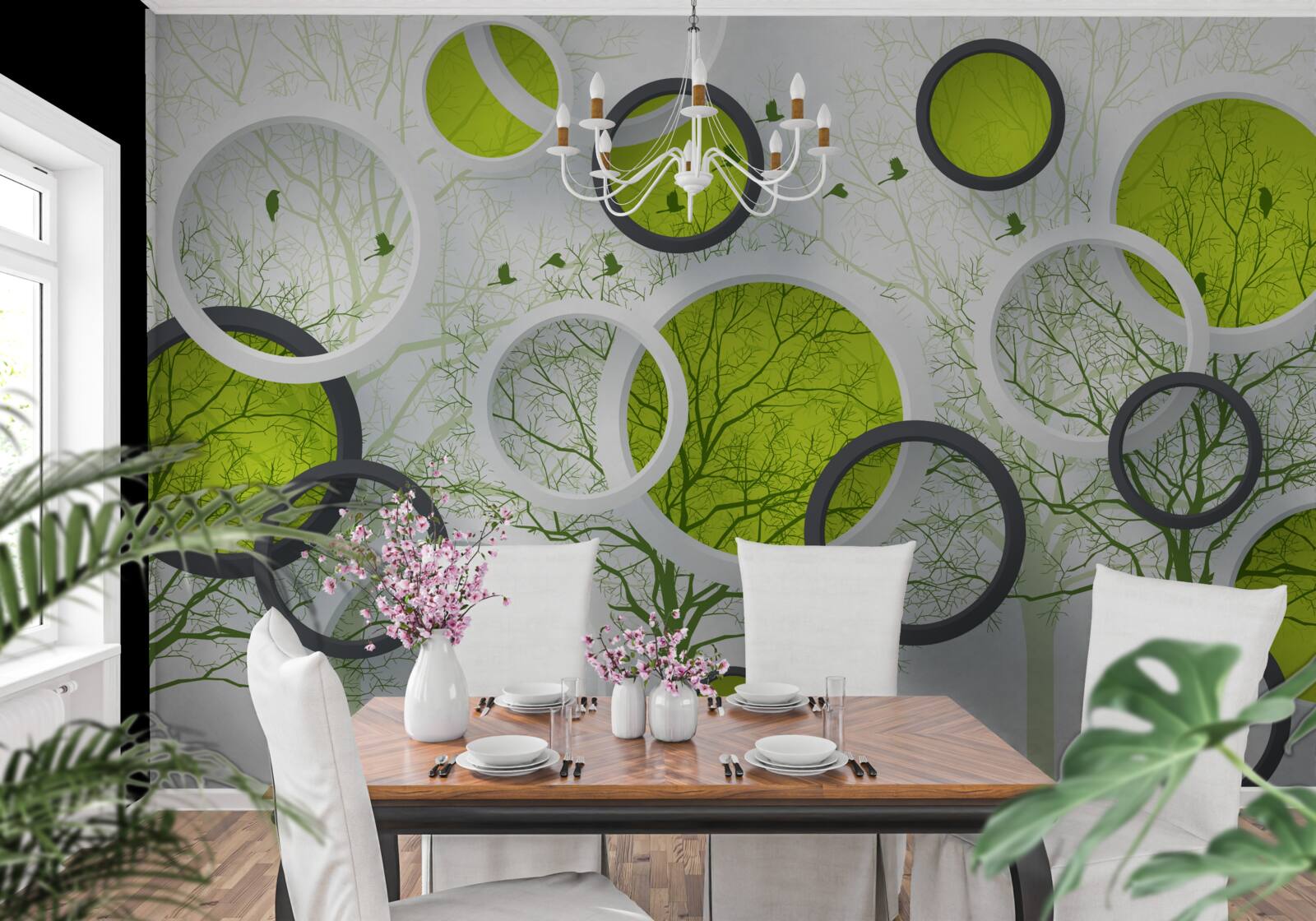 Fototapeta abstraktné kruhy plné stromov