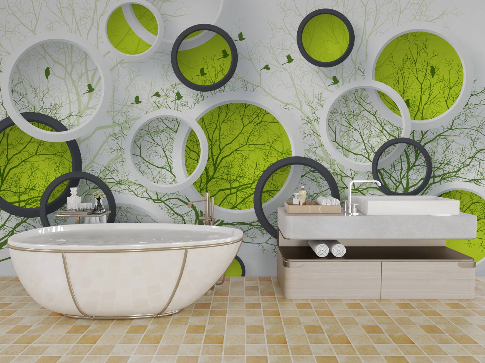 Fototapeta abstraktné kruhy plné stromov