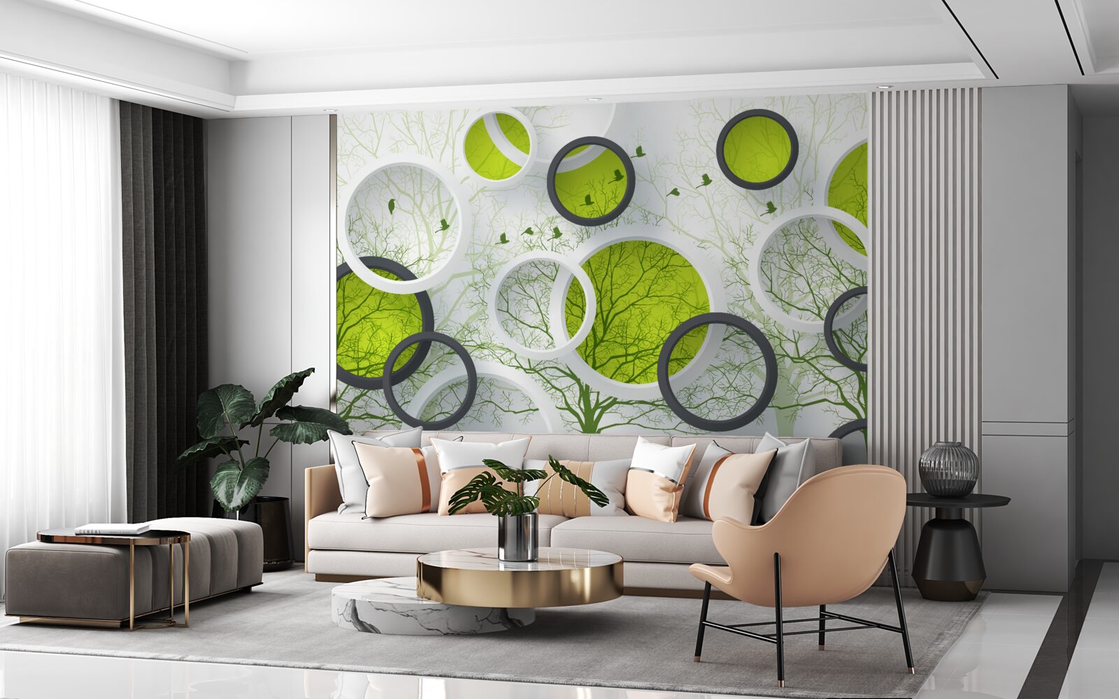 Fototapeta abstraktné kruhy plné stromov