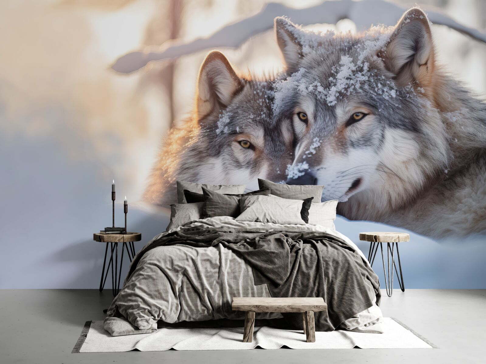 Fototapeta Snehobiele krajinky so sivými vlkmi vo vnútri