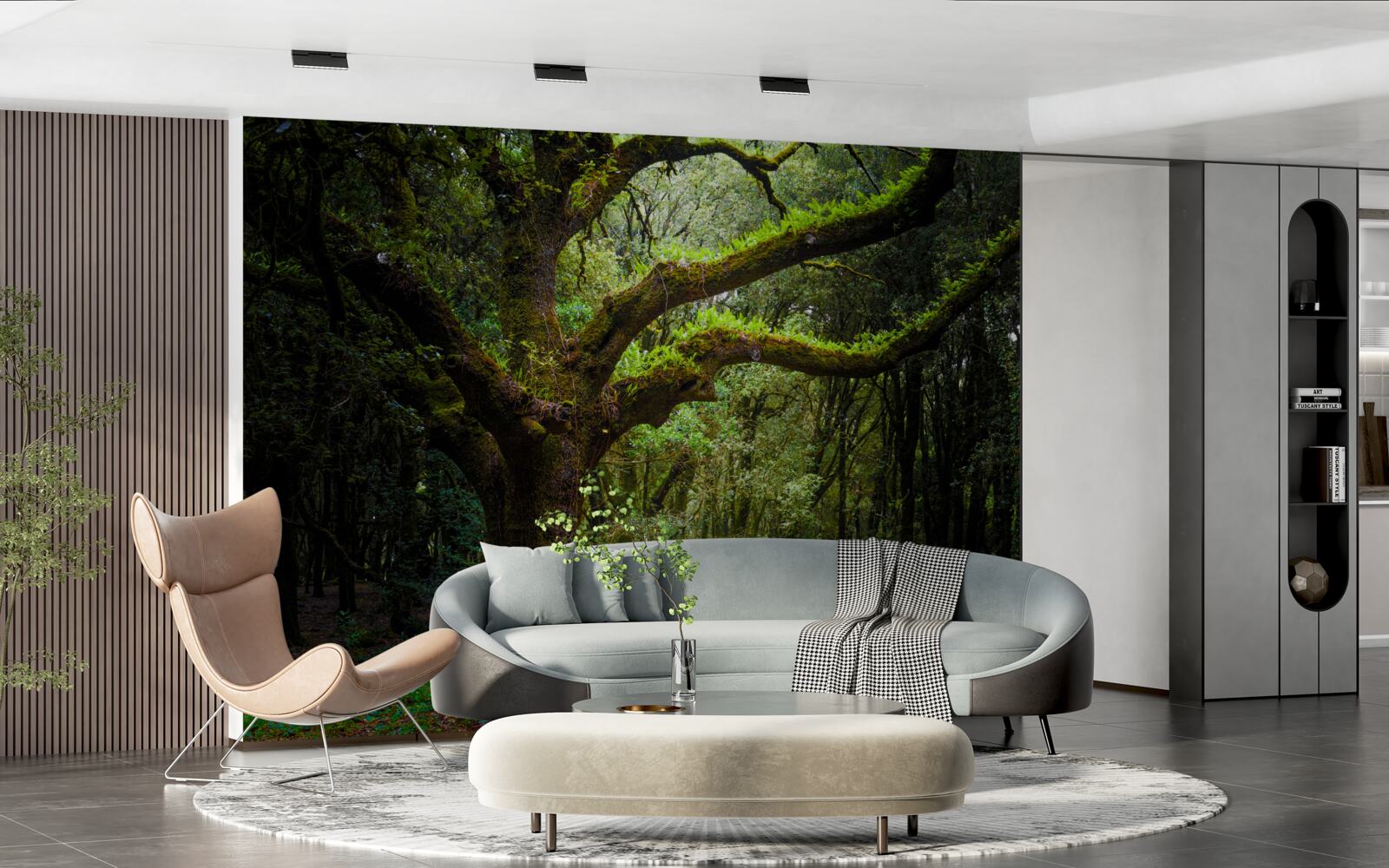 Fototapeta chlpatý prastarý les s hustými stromami