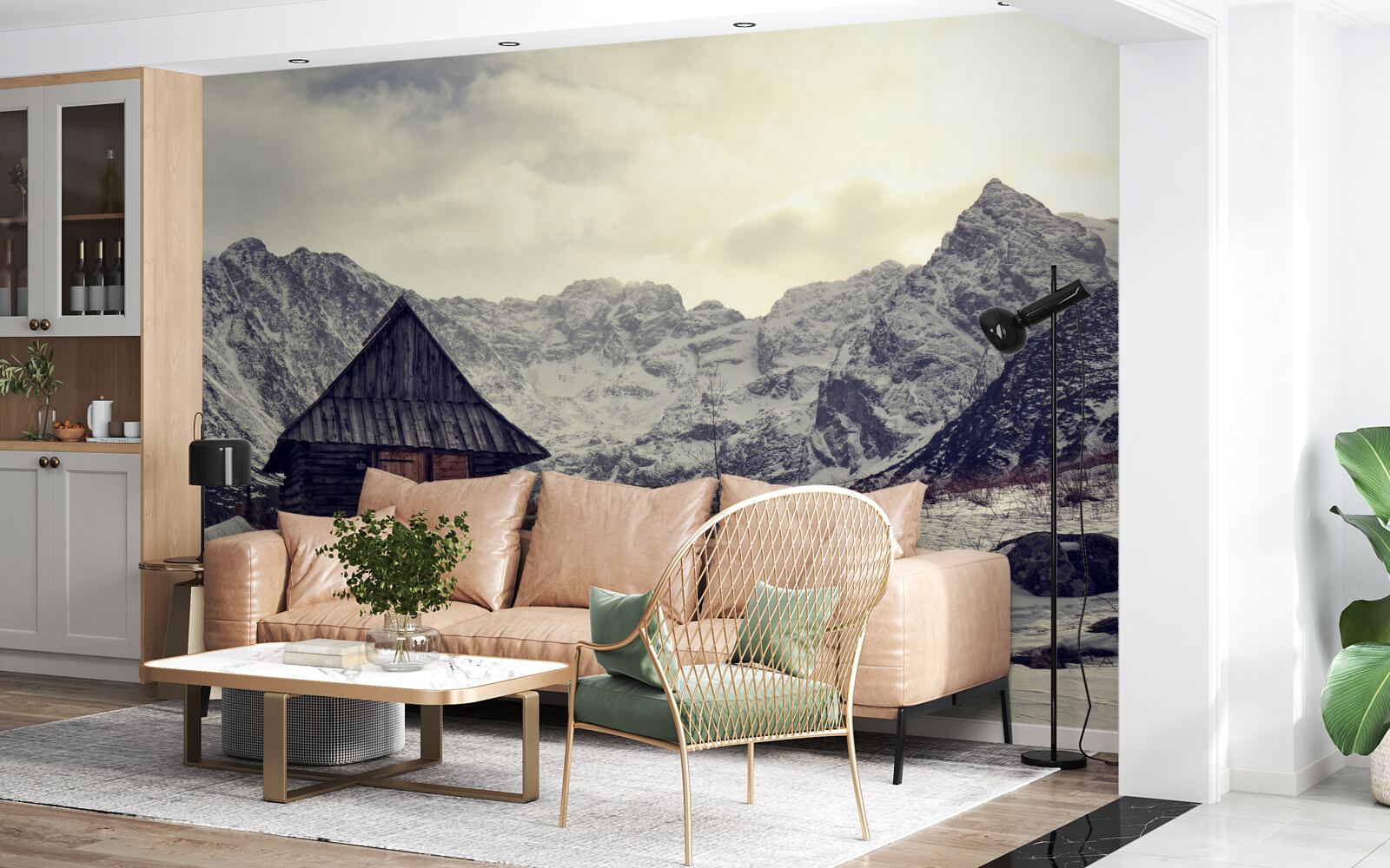 Fototapeta pohodlný domov medzi mrazivými horami