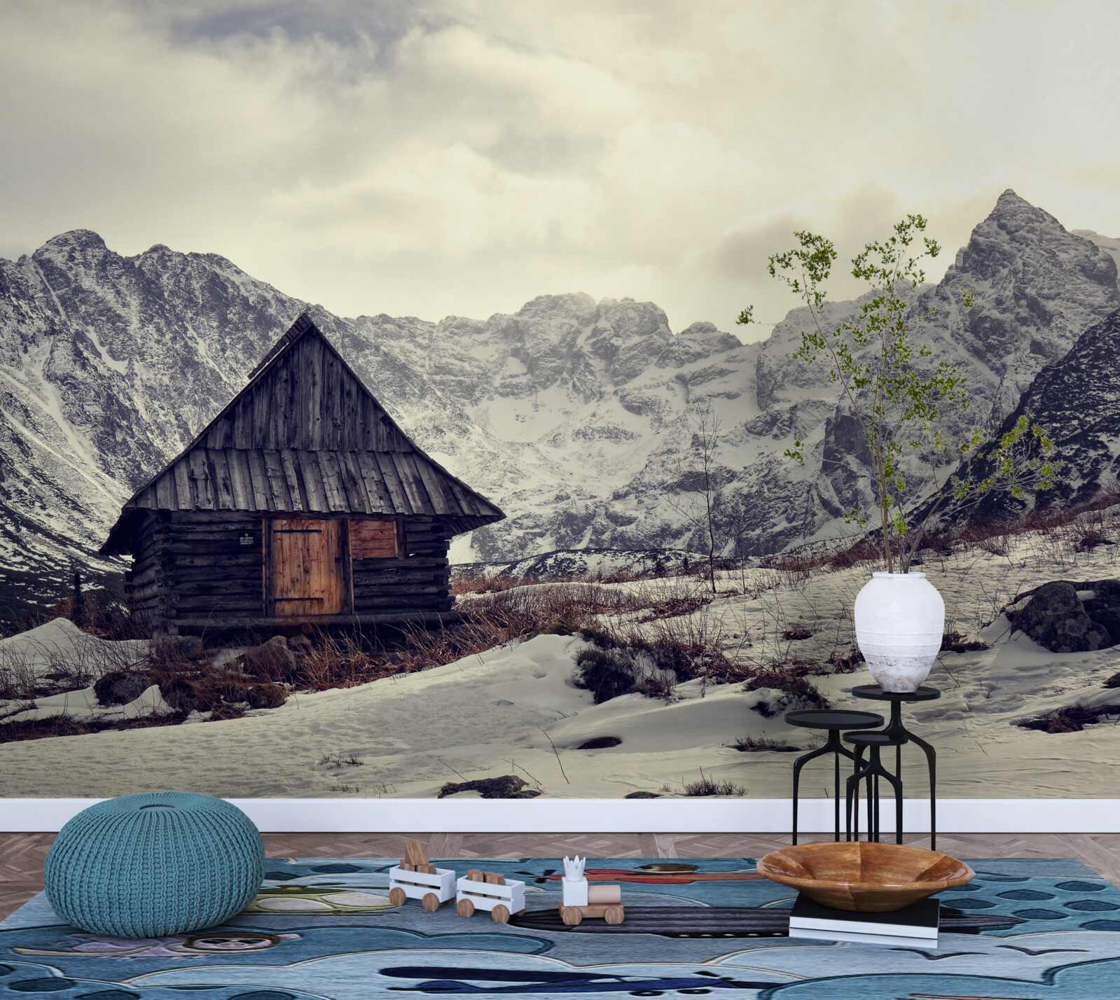 Fototapeta pohodlný domov medzi mrazivými horami