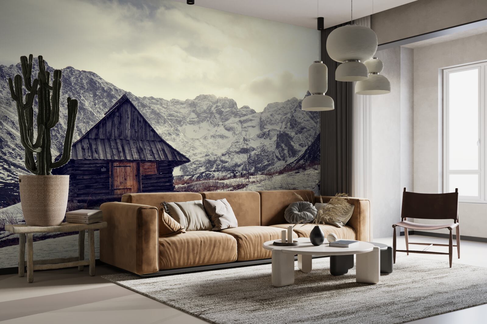 Fototapeta pohodlný domov medzi mrazivými horami