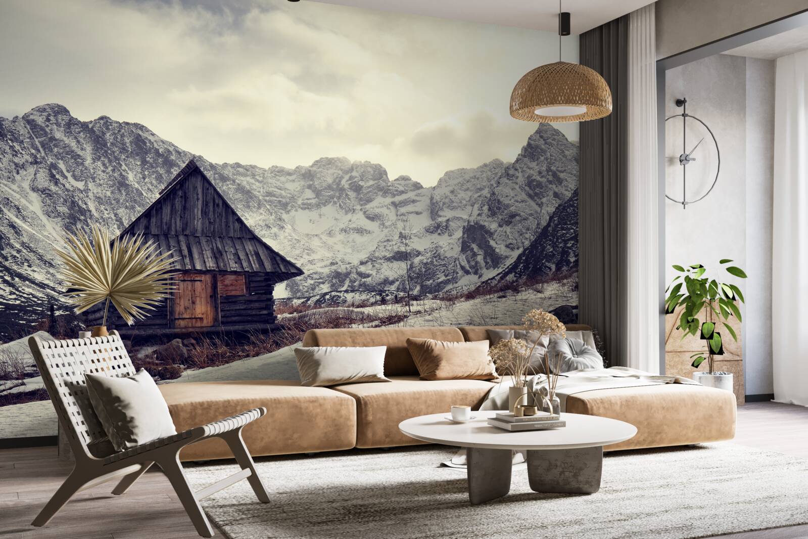 Fototapeta pohodlný domov medzi mrazivými horami