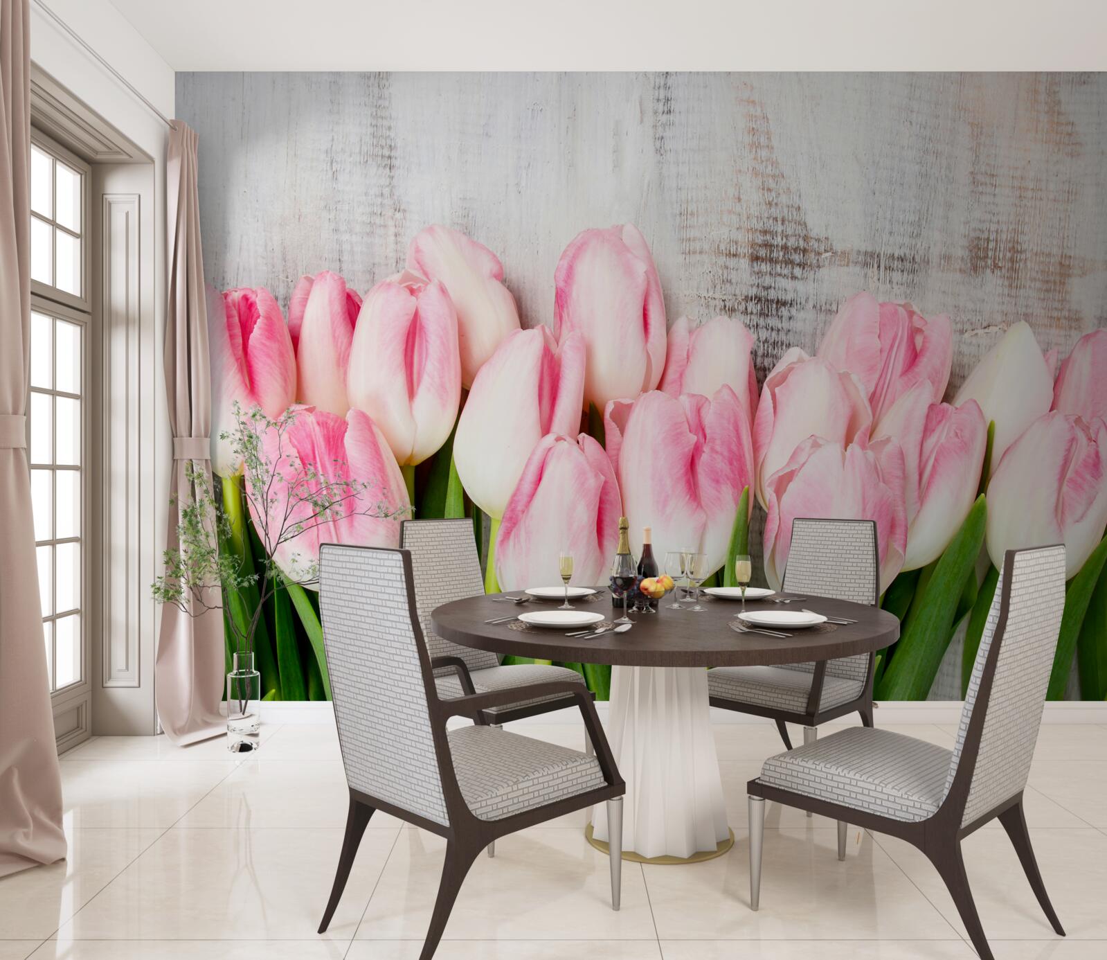 Fototapeta svieže tulipány v jemnom ružovom odtieni