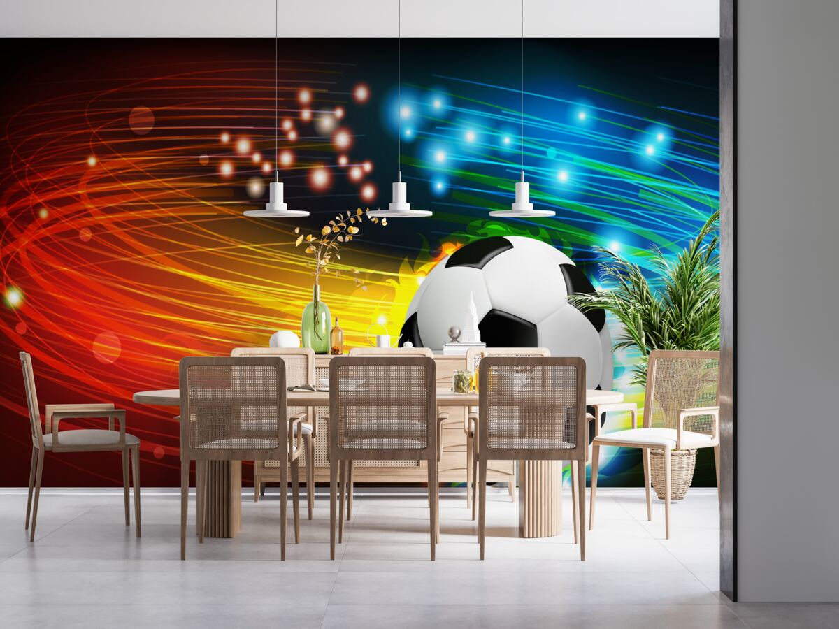 Fototapeta medzi pestrou paletou farieb patrí futbal