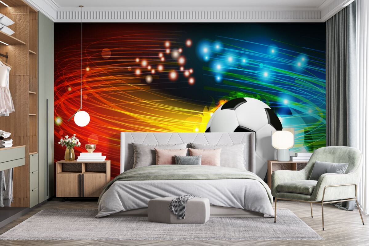 Fototapeta medzi pestrou paletou farieb patrí futbal