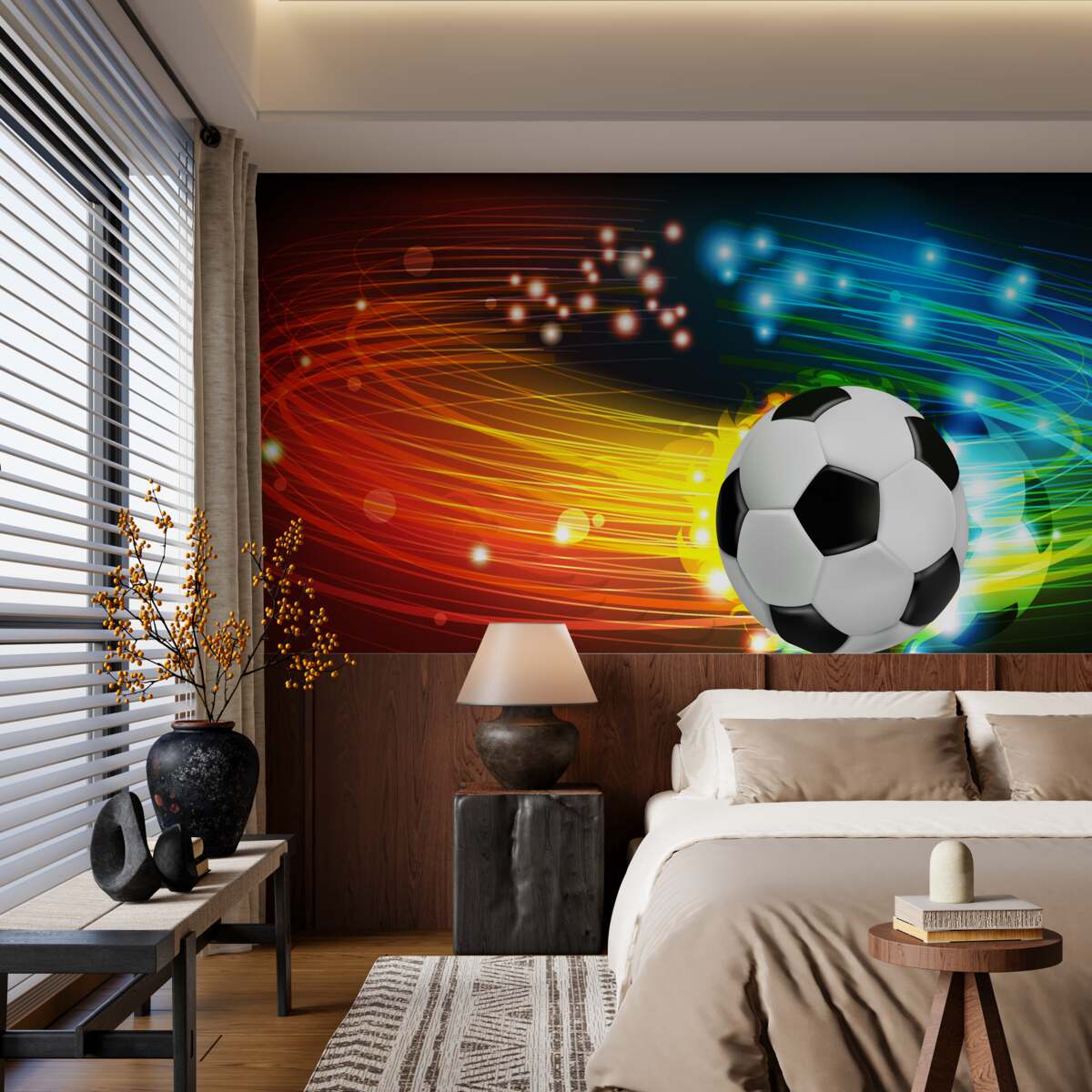 Fototapeta medzi pestrou paletou farieb patrí futbal