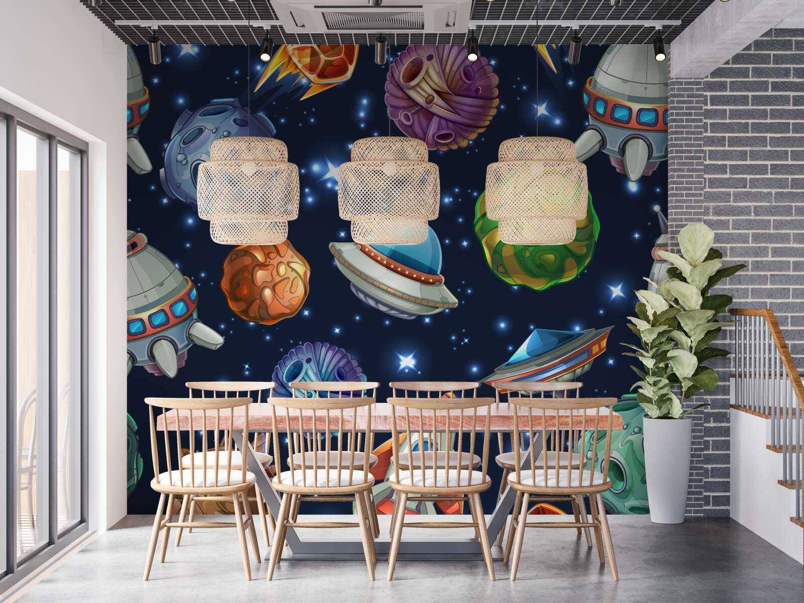 Fototapeta letecké zariadenia a kométy vo vesmíre