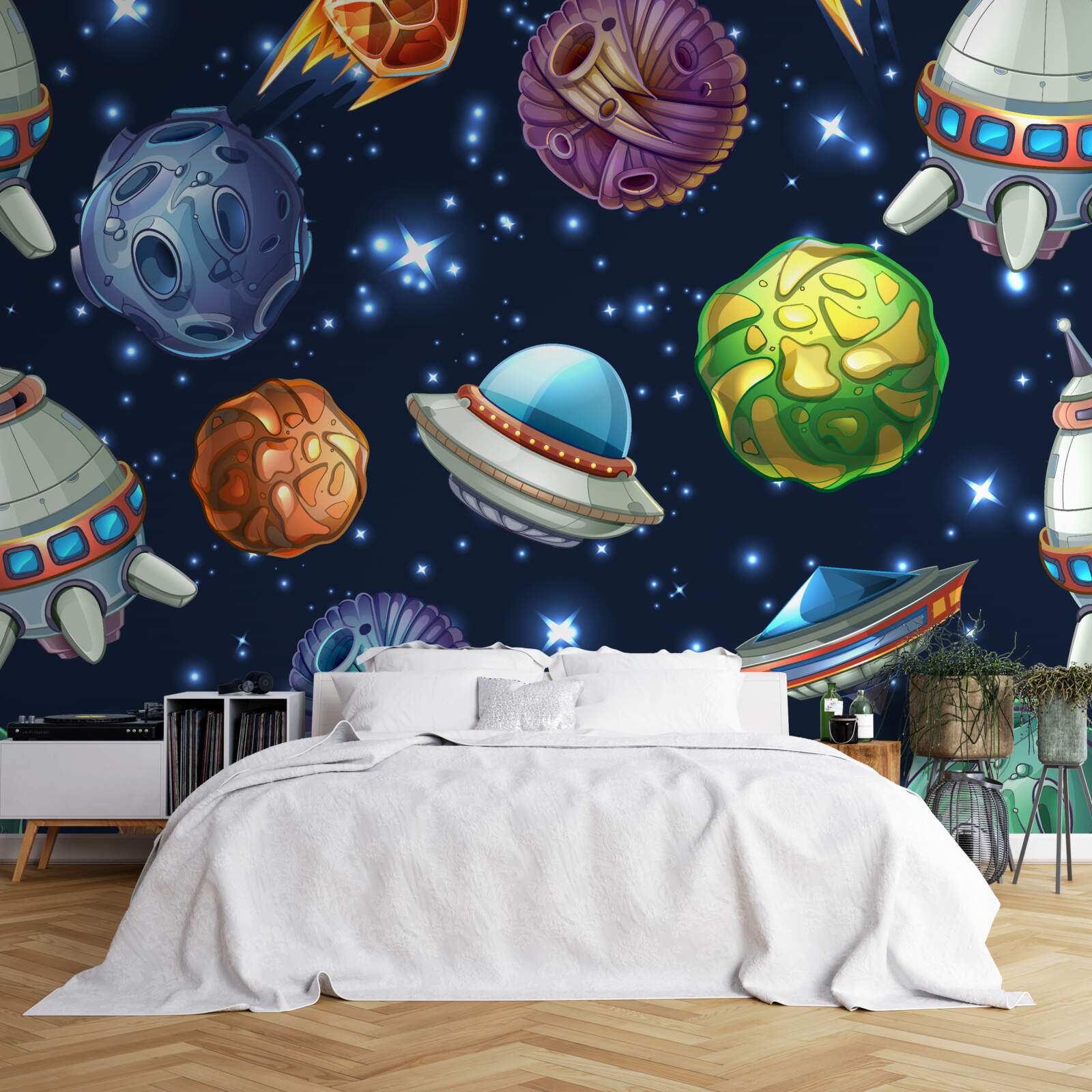 Fototapeta letecké zariadenia a kométy vo vesmíre