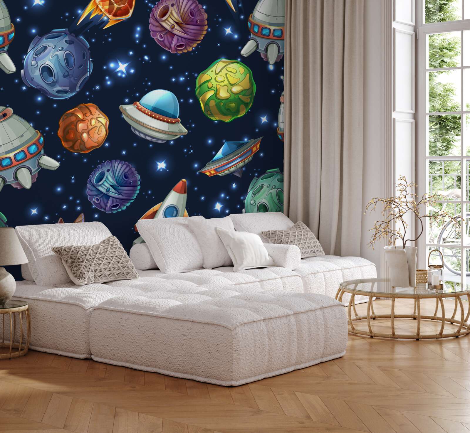 Fototapeta letecké zariadenia a kométy vo vesmíre