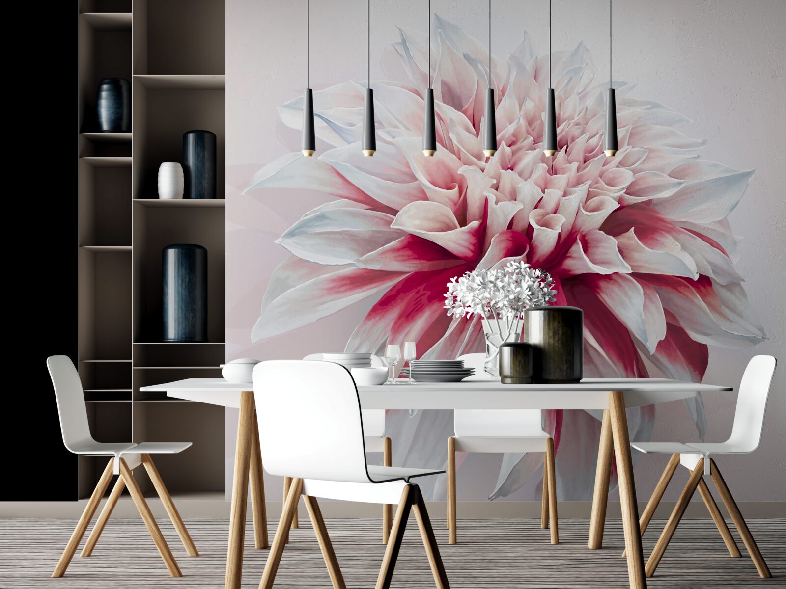 Fototapeta nádherný červený a biely púčik astry