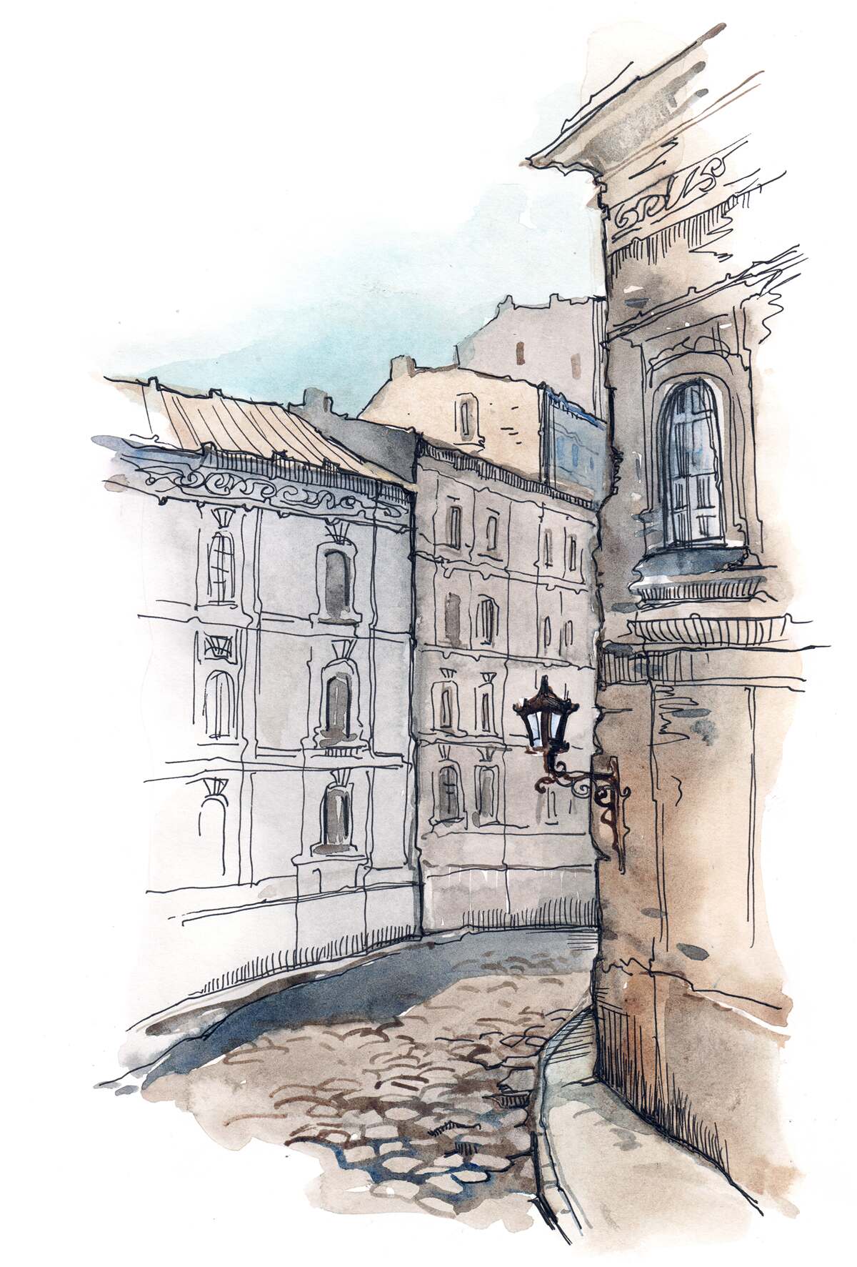 Fototapeta tichá ulica pretkaná ceruzkou