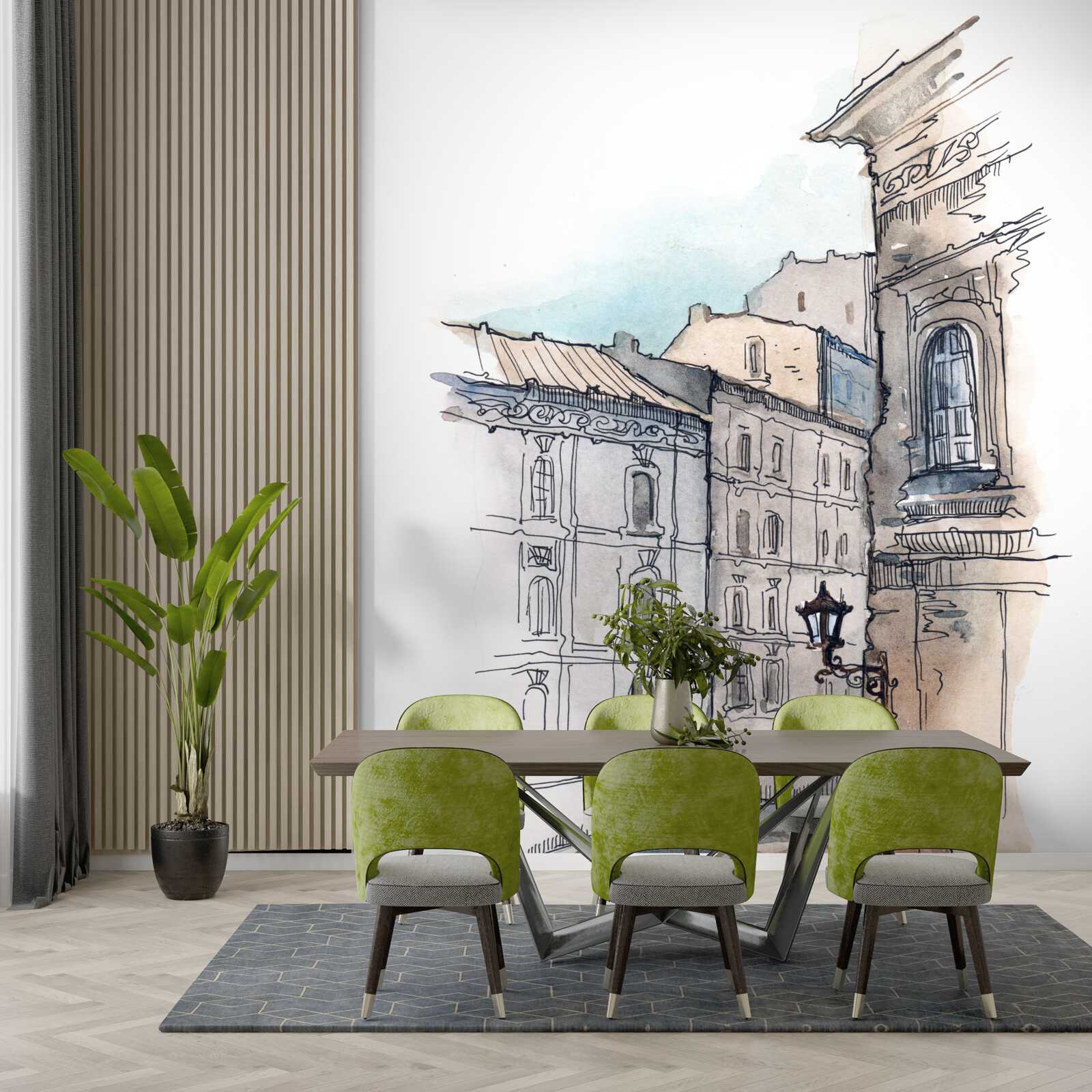 Fototapeta tichá ulica pretkaná ceruzkou