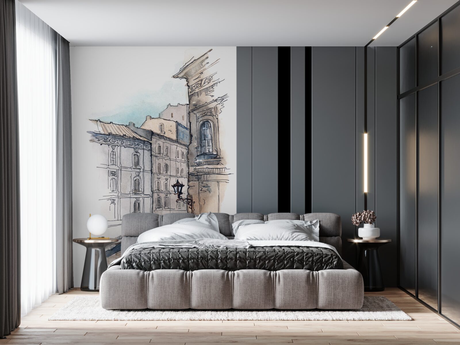 Fototapeta tichá ulica pretkaná ceruzkou