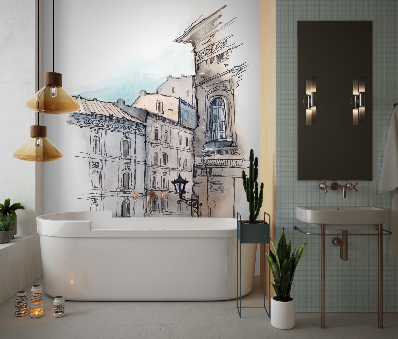 Fototapeta tichá ulica pretkaná ceruzkou