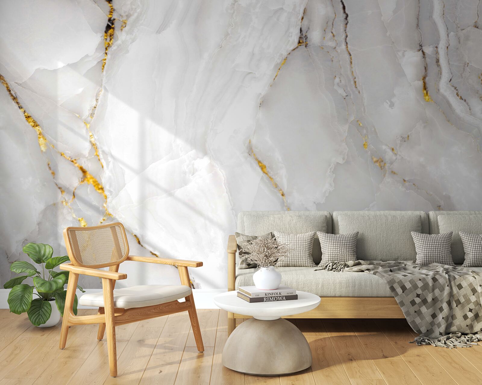 Fototapeta mramor v odtieňoch sivej a bielej so zlatými prvkami