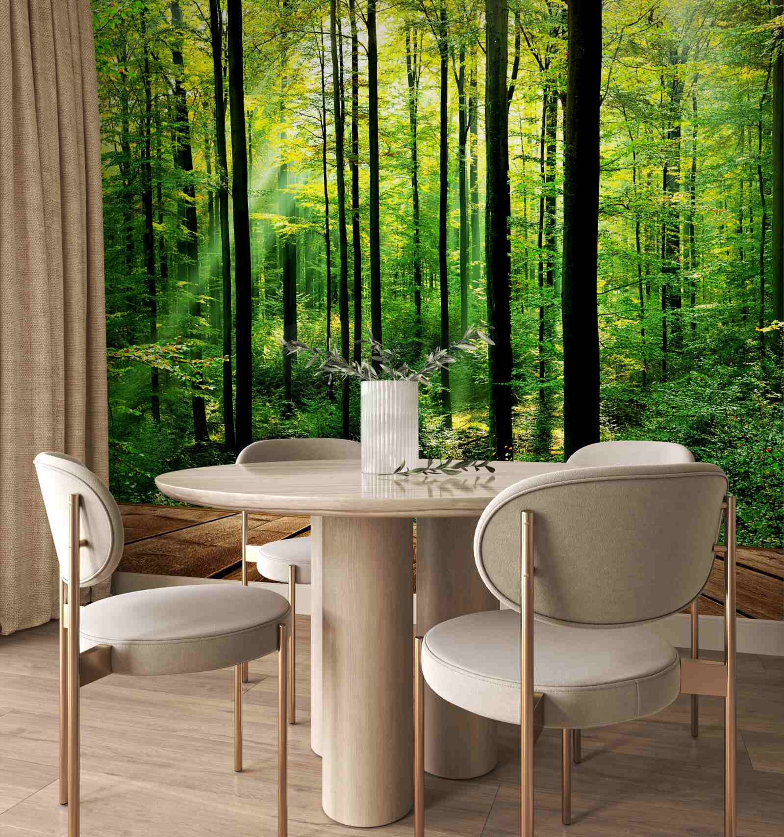 Fototapeta terasa s prístupom do borovicového hája