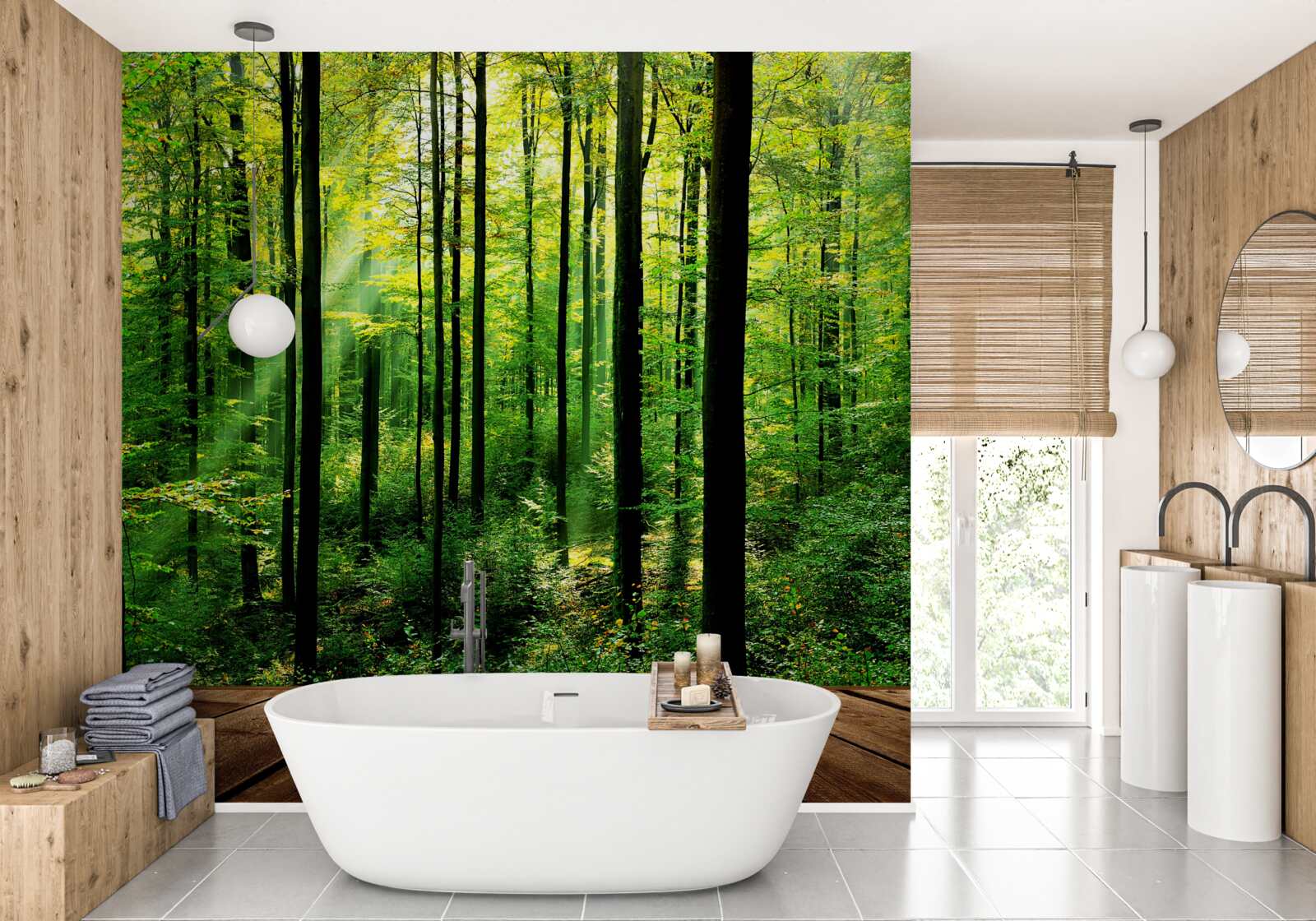 Fototapeta terasa s prístupom do borovicového hája