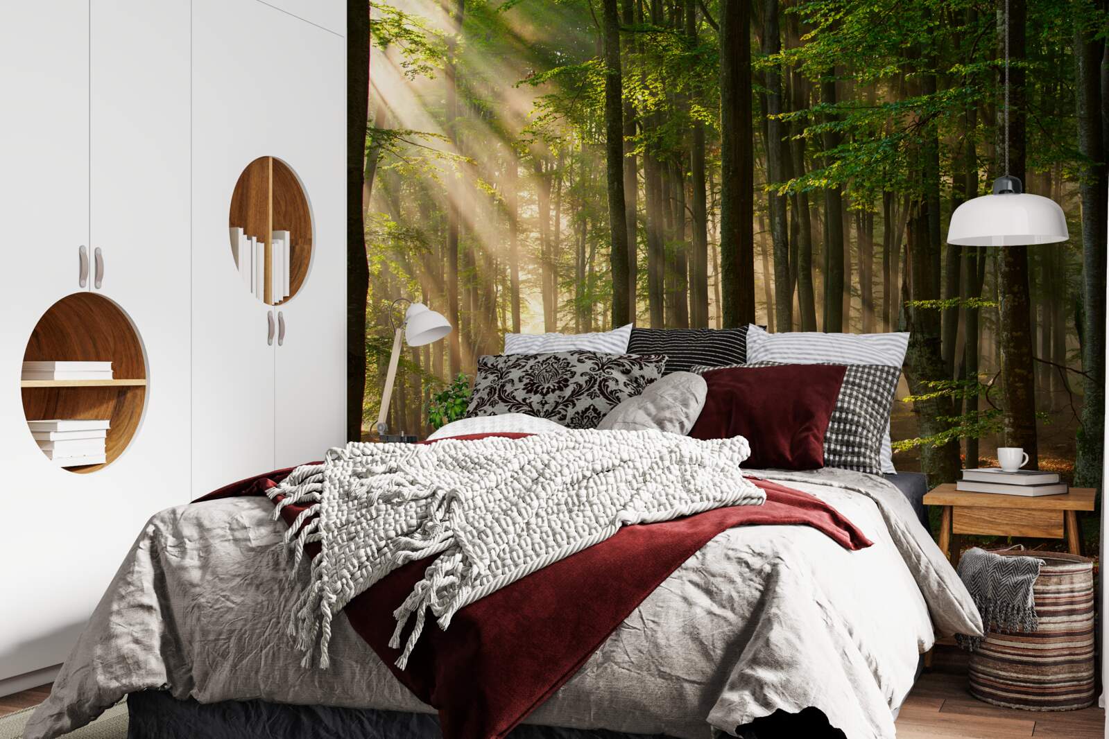 Fototapeta slnečné lúče zaháňajú v noci chlad z lesa