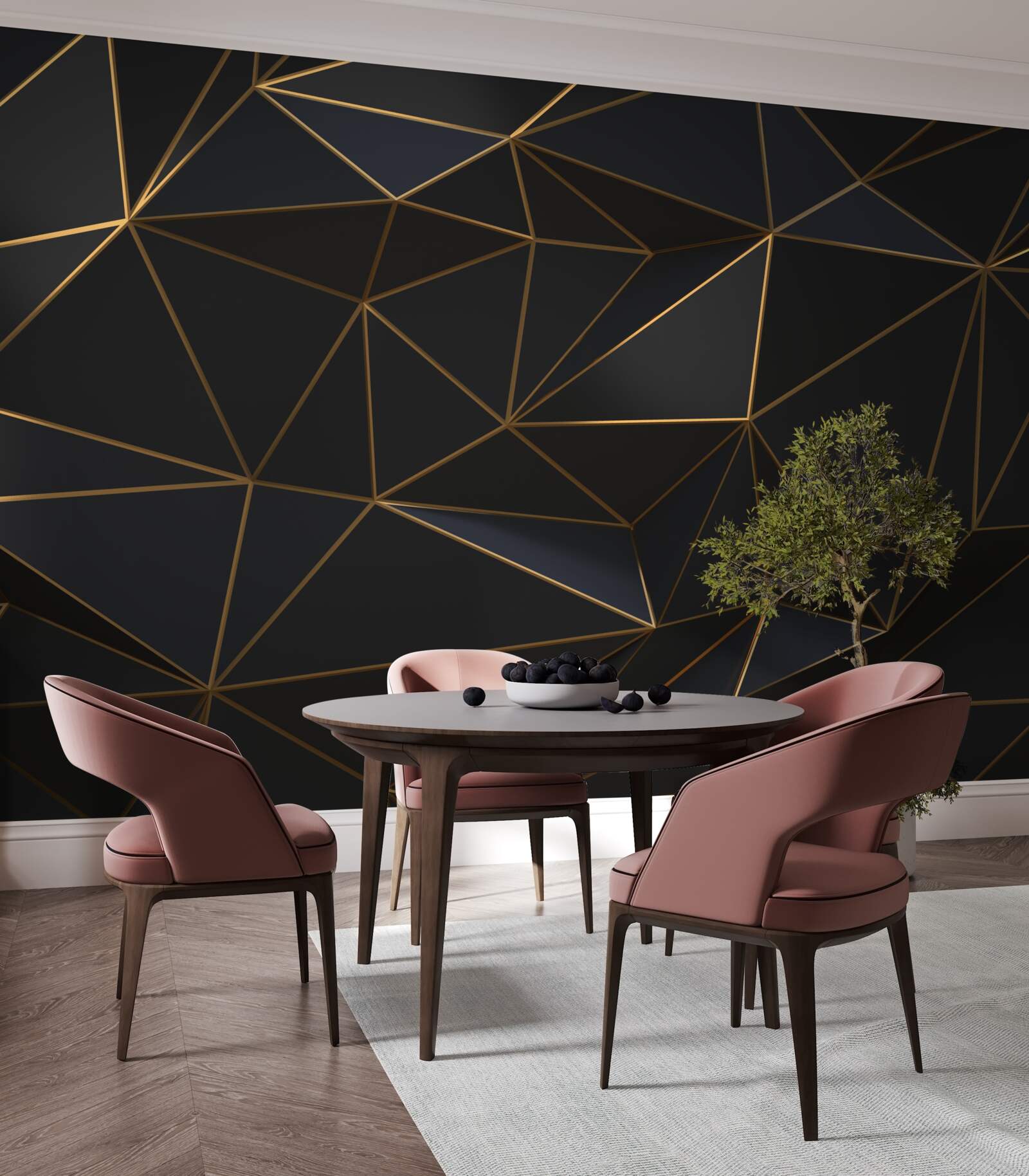 Fototapeta trojuholníky a diamanty vsadené do zlata