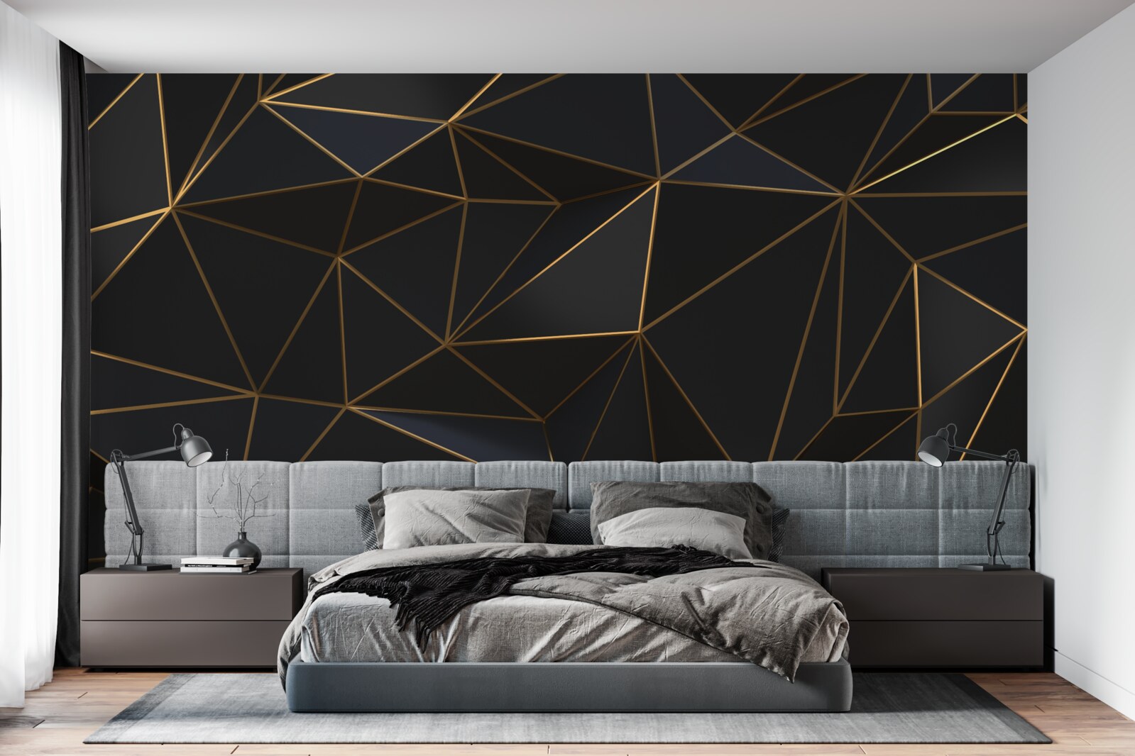 Fototapeta trojuholníky a diamanty vsadené do zlata