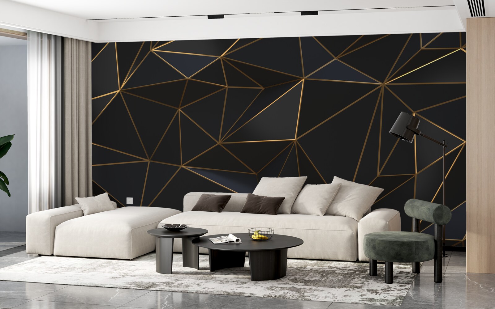 Fototapeta trojuholníky a diamanty vsadené do zlata