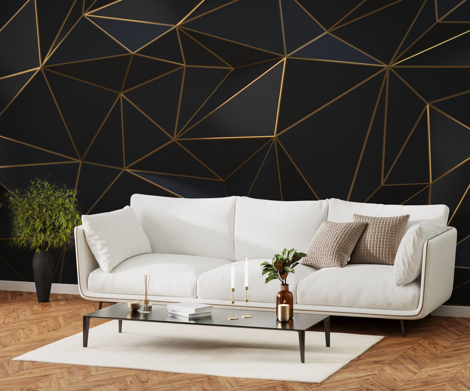 Fototapeta trojuholníky a diamanty vsadené do zlata