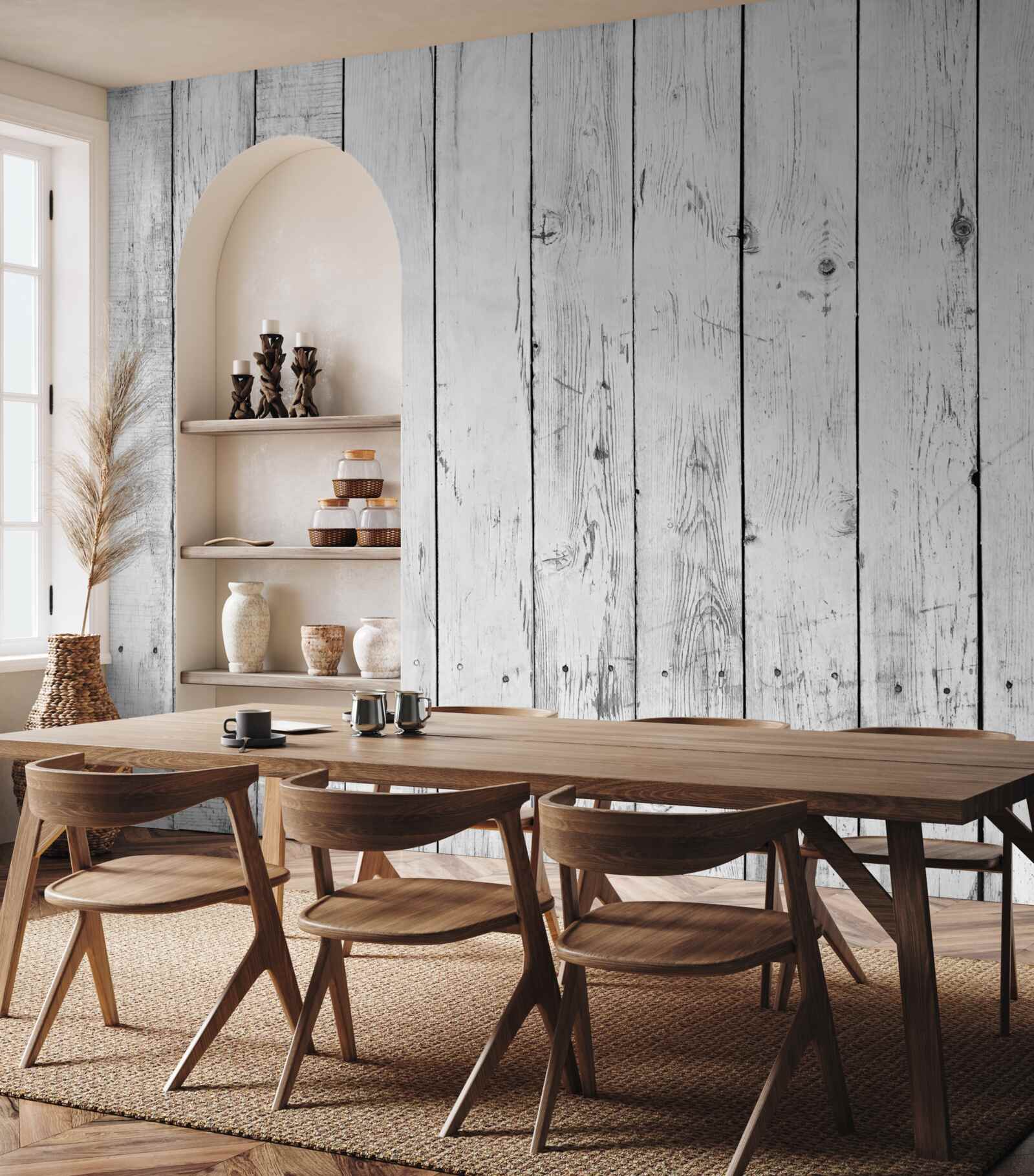 Fototapeta biela parketová doska