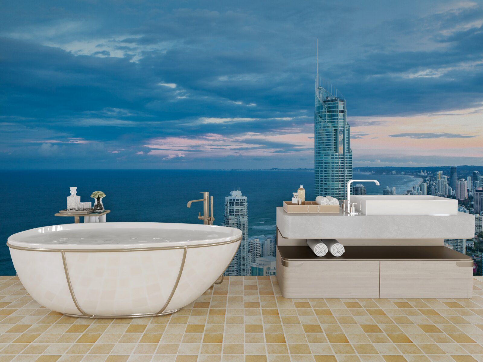 Fototapeta obrie mesto na pobreží