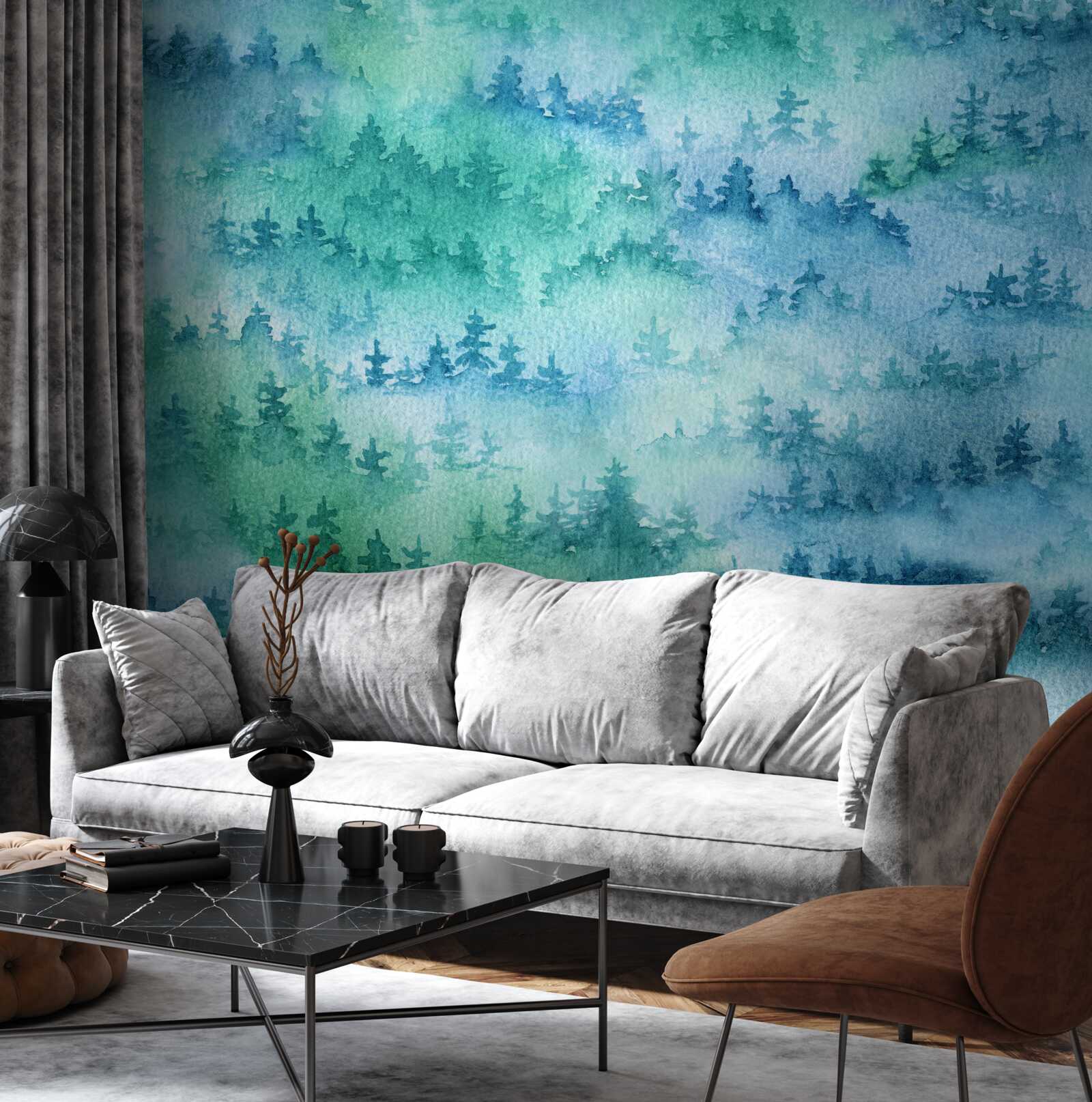 Fototapeta ihličnatý les je zahalený v hustej hmle