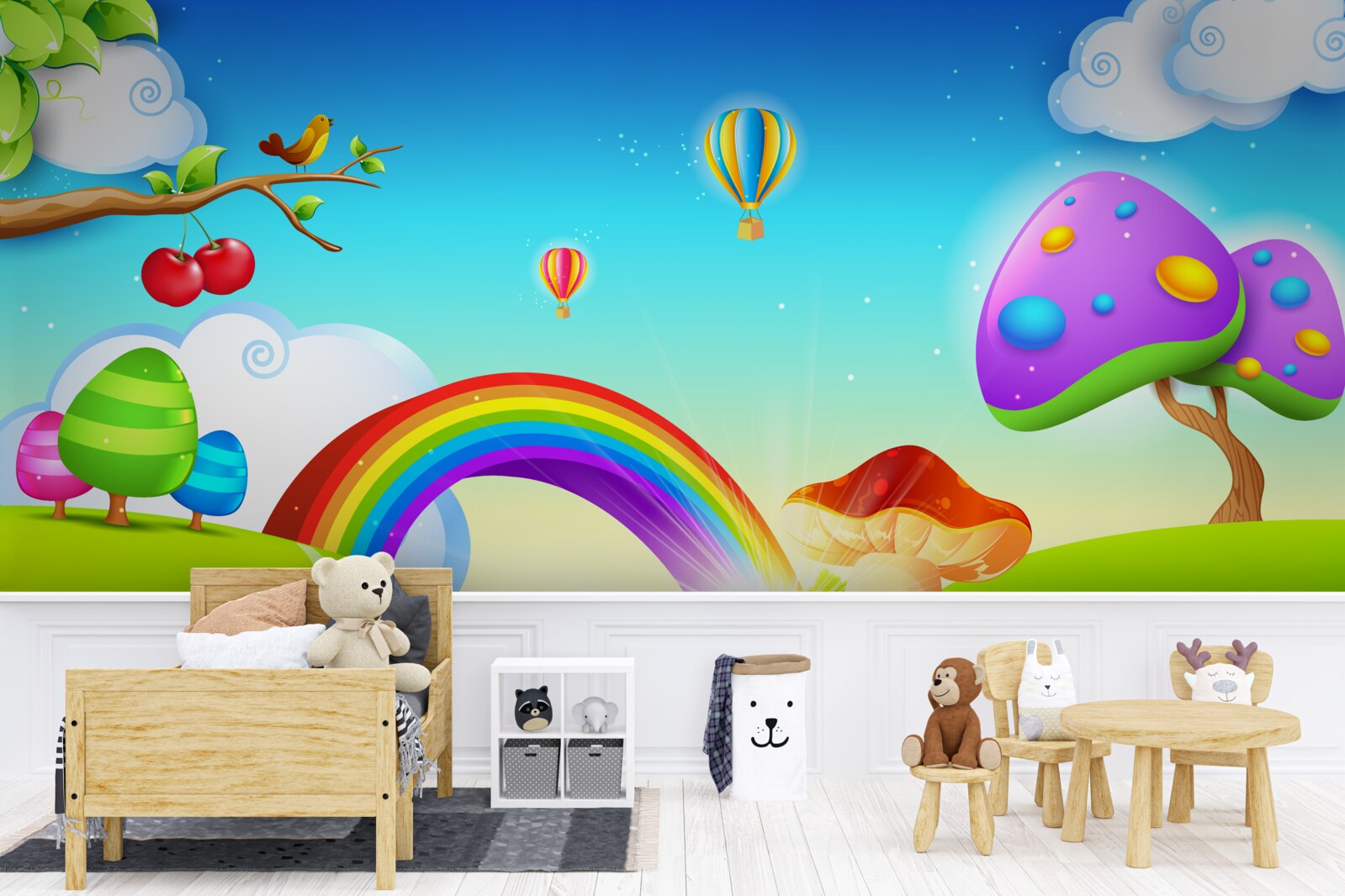 Fototapeta fantastický trávnik pod jasnou dúhou