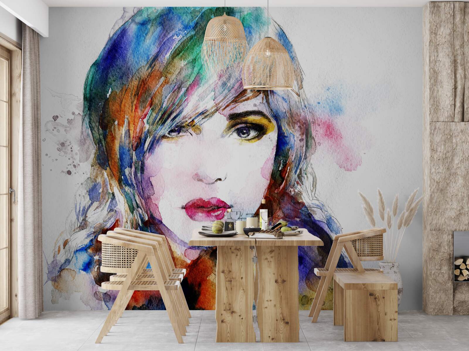 Fototapeta obraz dievčaťa vyrobený v jasných akvarelových farbách